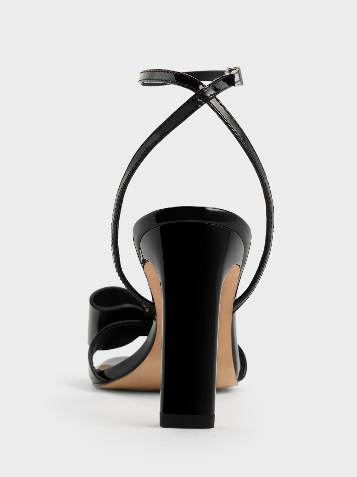 Lu Patent Leather Bow Blade-Heel Sandals, Black Patent, hi-res