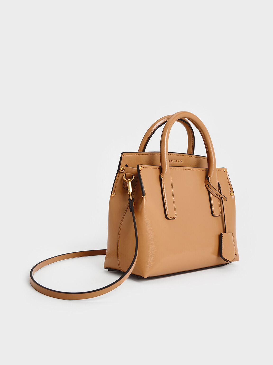 Rene Structured Top Handle Bag, Toffee, hi-res