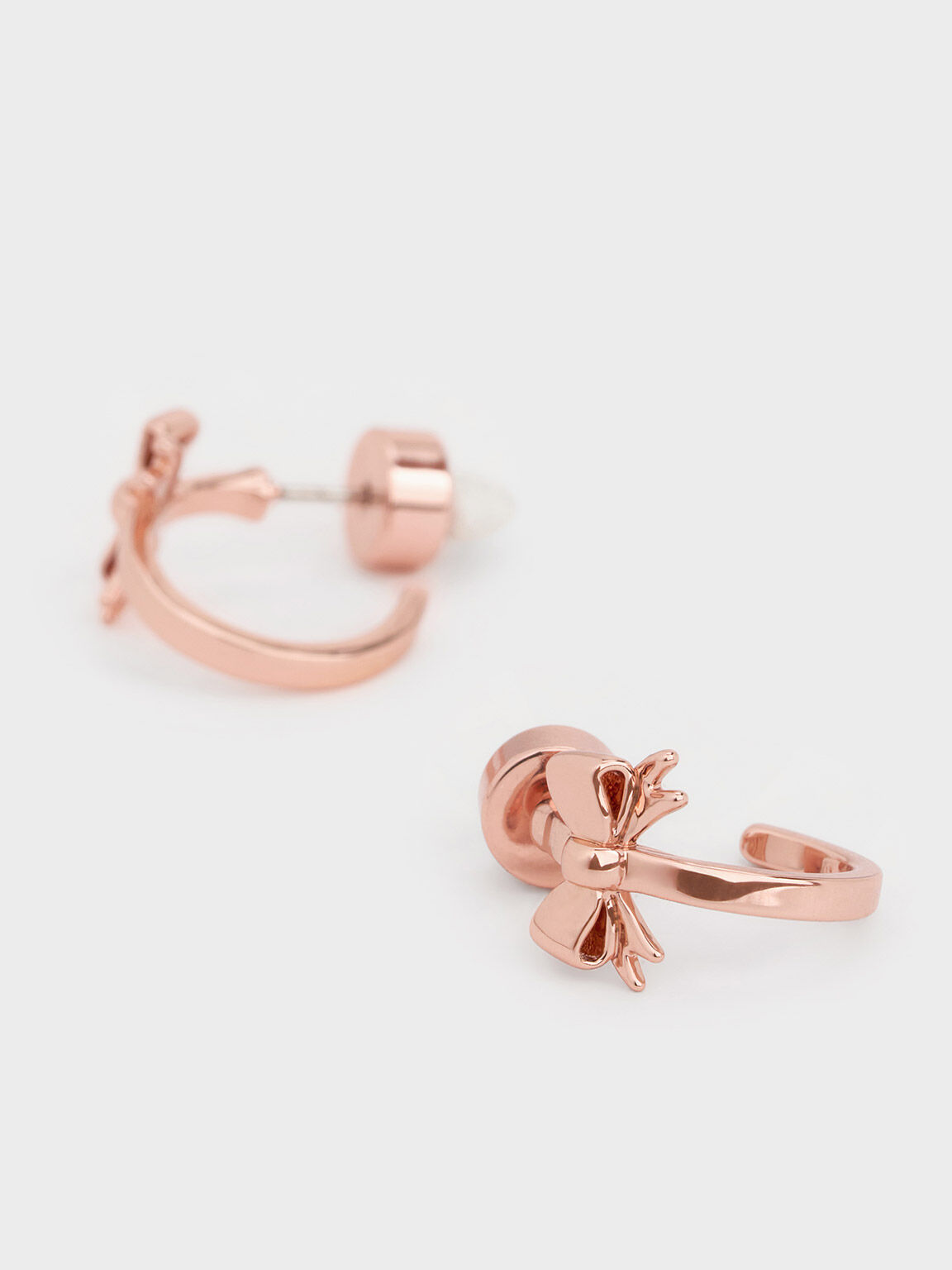 Paige Ribbon Stud Earrings, Rose Gold, hi-res