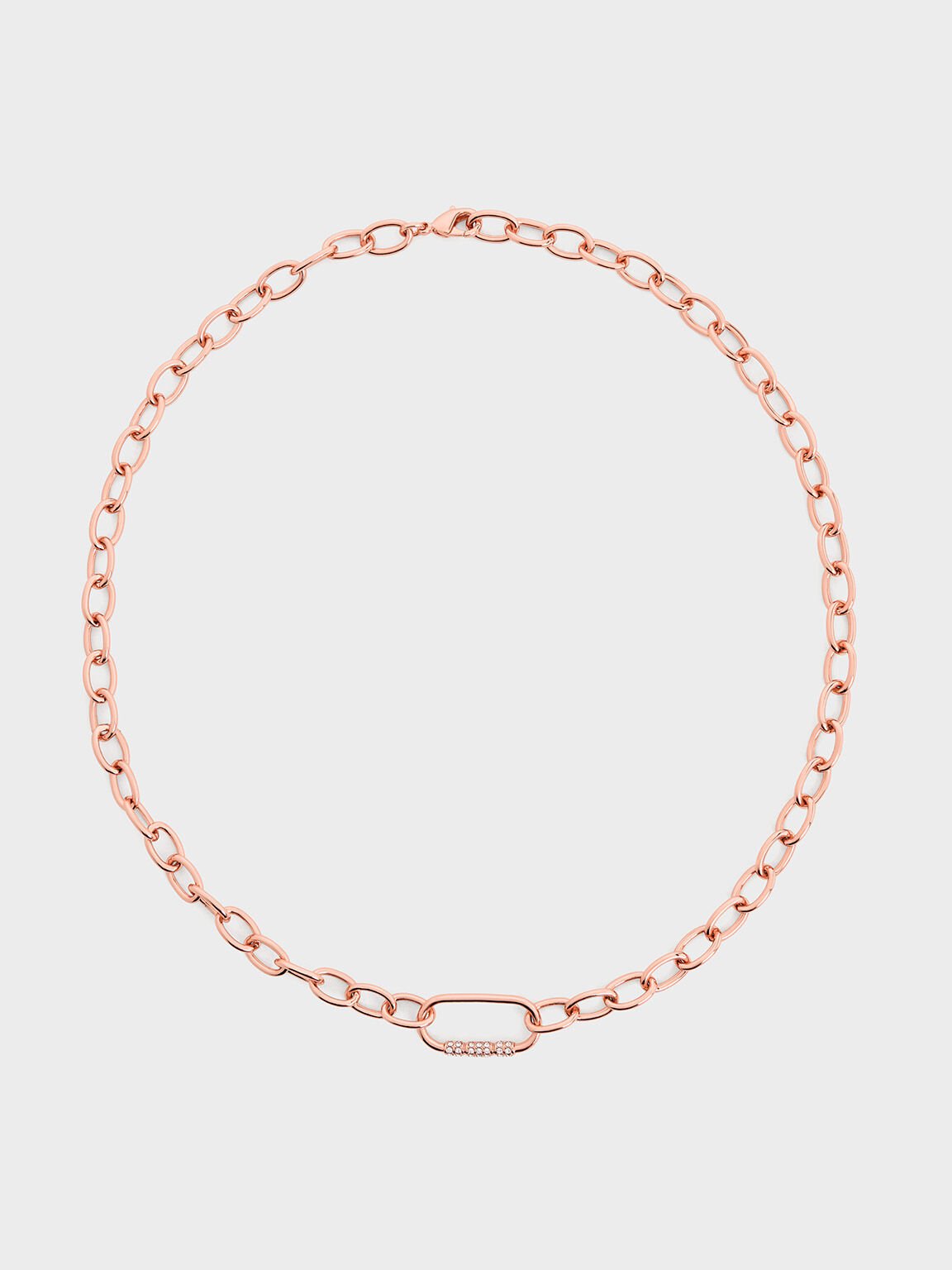 Reagan Crystal Chain-Link Necklace, Rose Gold, hi-res