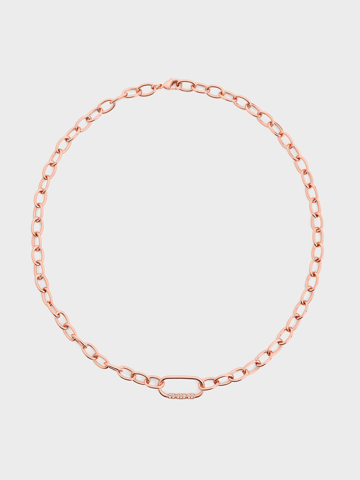 Reagan Crystal Chain-Link Necklace, Rose Gold, hi-res