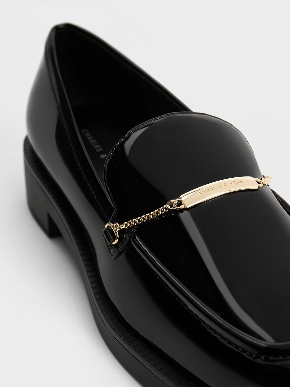 Black Boxed Lexie Metallic-Accent Loafers - CHARLES & KEITH TH