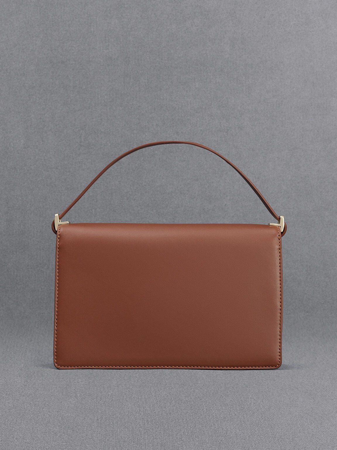 Leather & Canvas Two-Tone Shoulder Bag, Cognac, hi-res