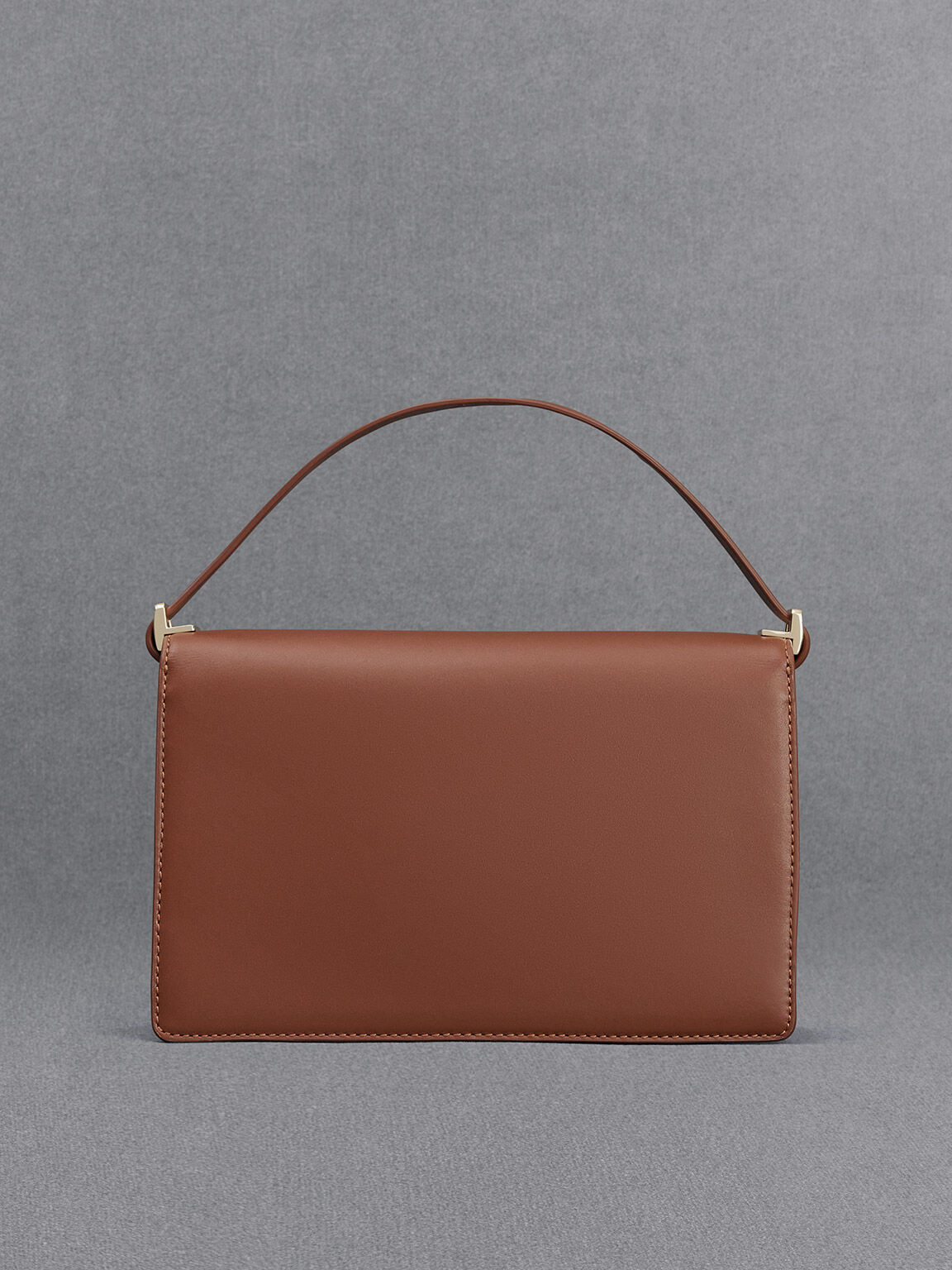 Leather & Canvas Two-Tone Shoulder Bag, Cognac, hi-res