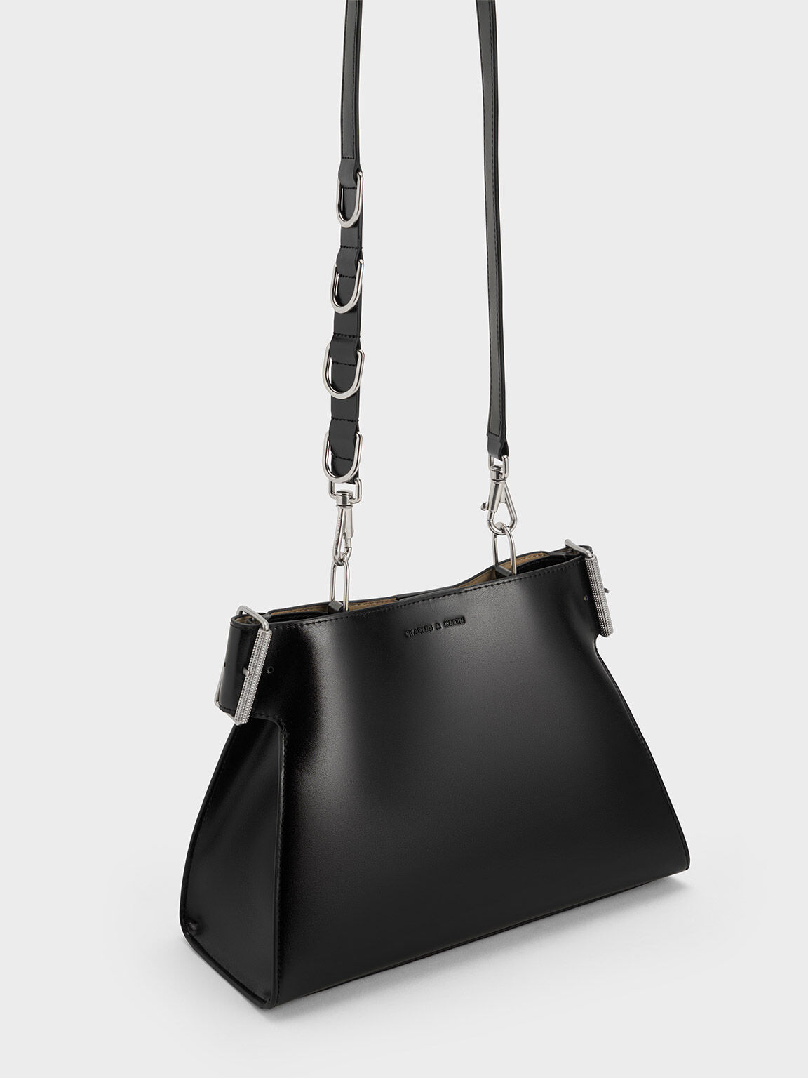 Noir Lexie Side-Buckle Trapeze Shoulder Bag - CHARLES & KEITH TH