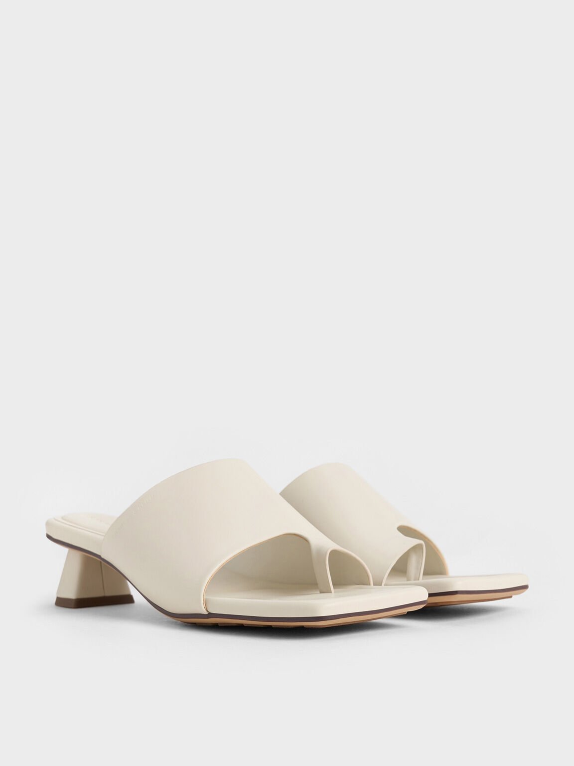 Asymmetric Square-Toe Toe-Ring Sandals, White, hi-res