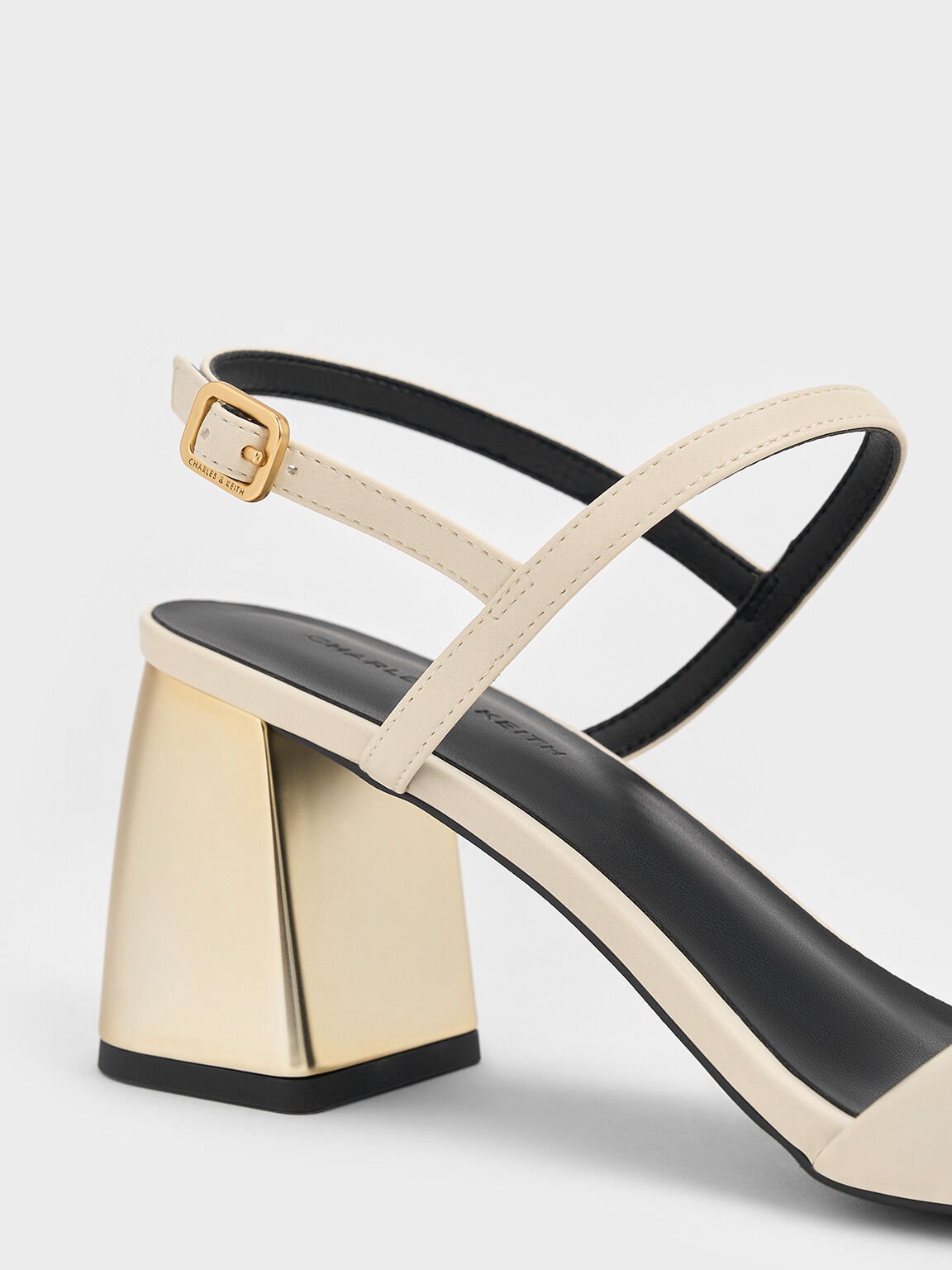 Metallic-Heel Slingback Sandals, Chalk, hi-res