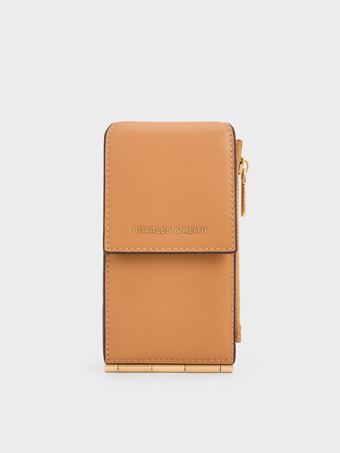 Calla Bi-Fold Side-Zip Card Holder, Toffee, hi-res