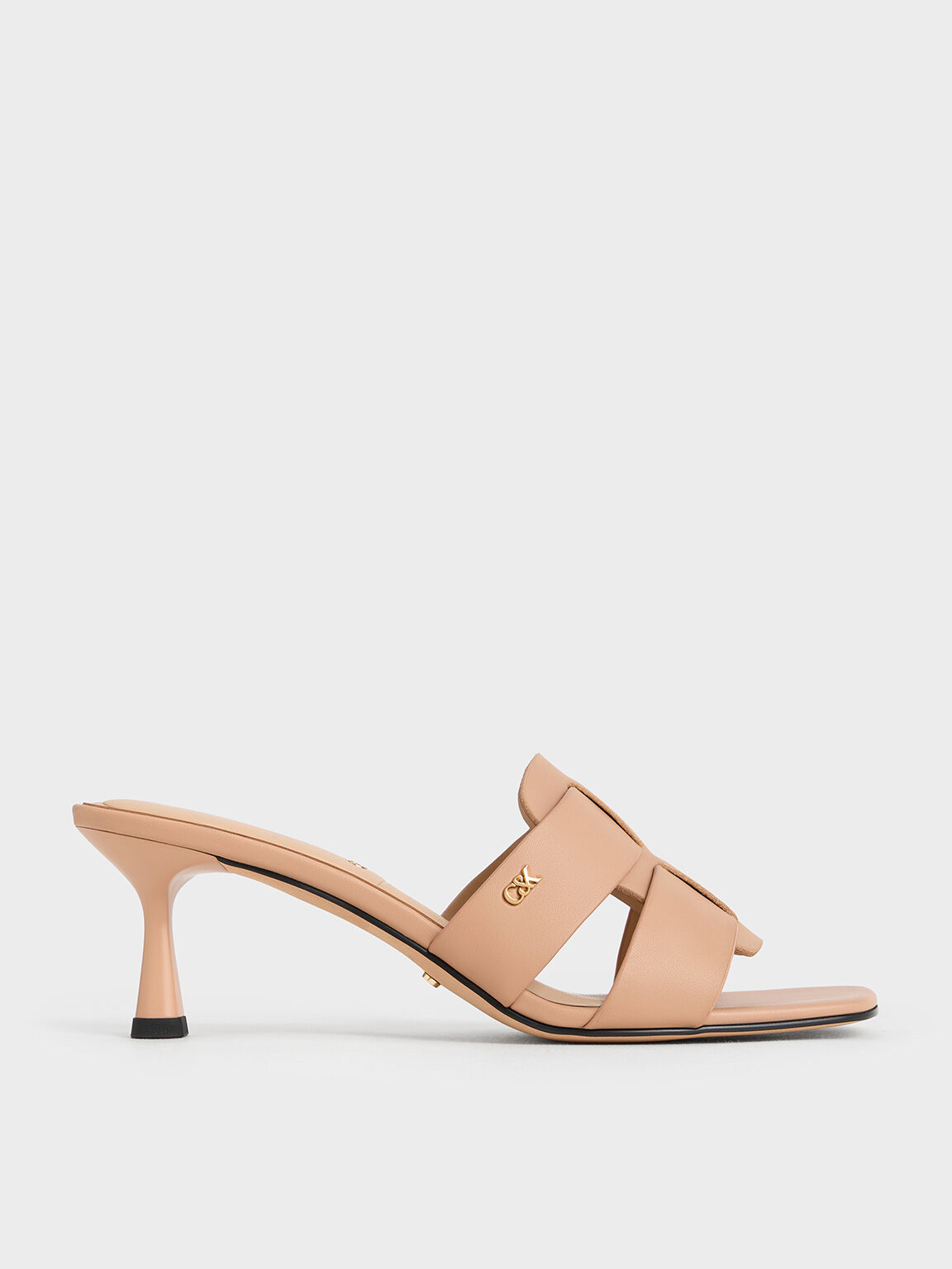 Trichelle Interwoven Leather Spool Heel Mules, Nude, hi-res