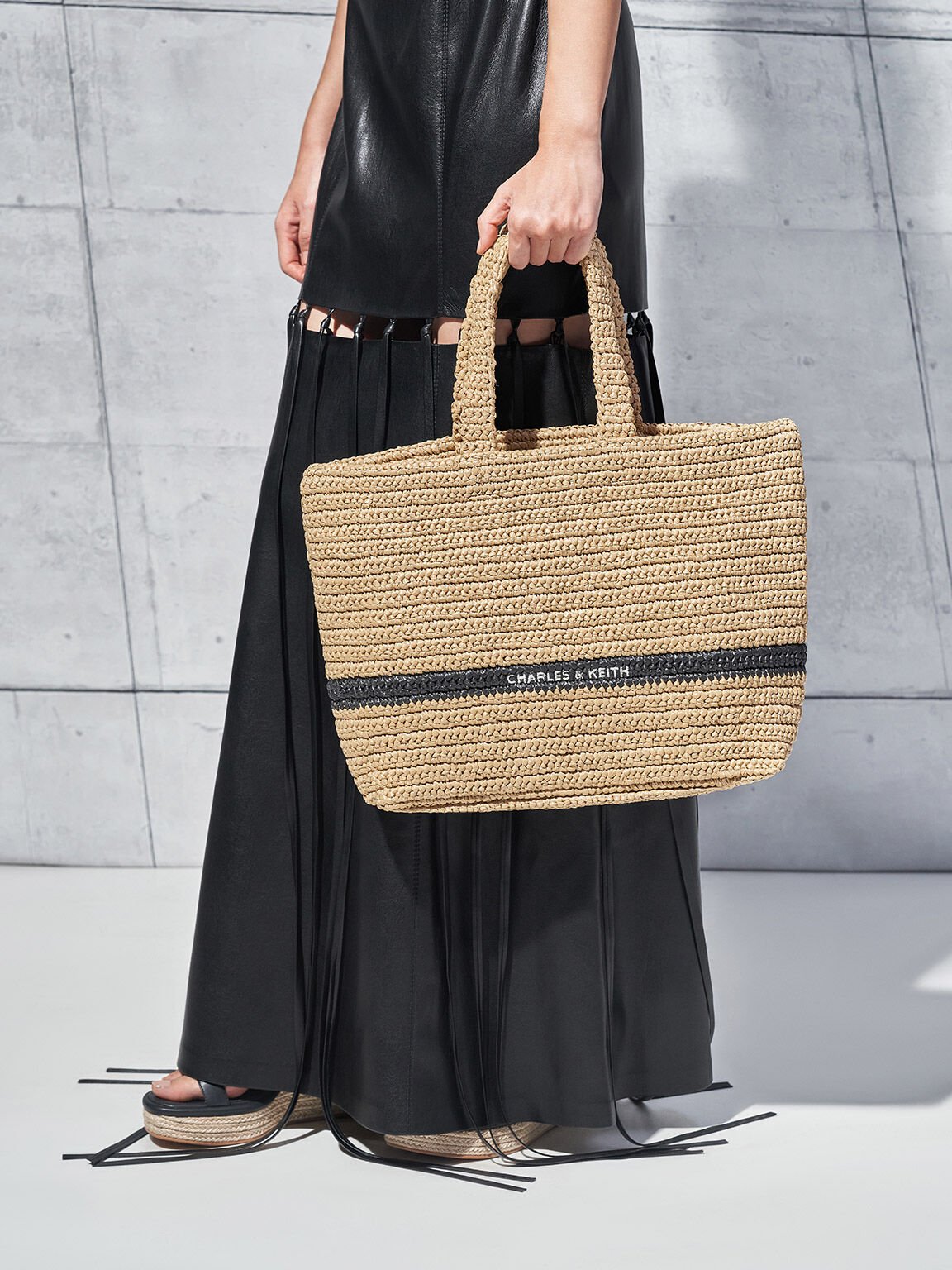 Allegra Knitted Tote Bag, Beige, hi-res