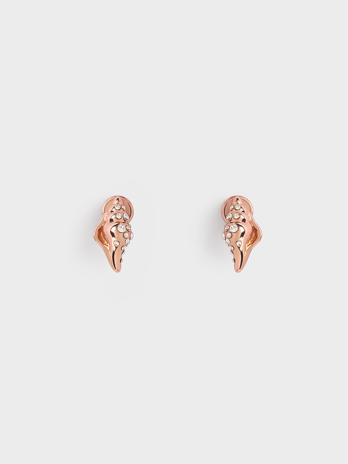 Oceana Seashell Crystal Stud Earrings, Rose Gold, hi-res