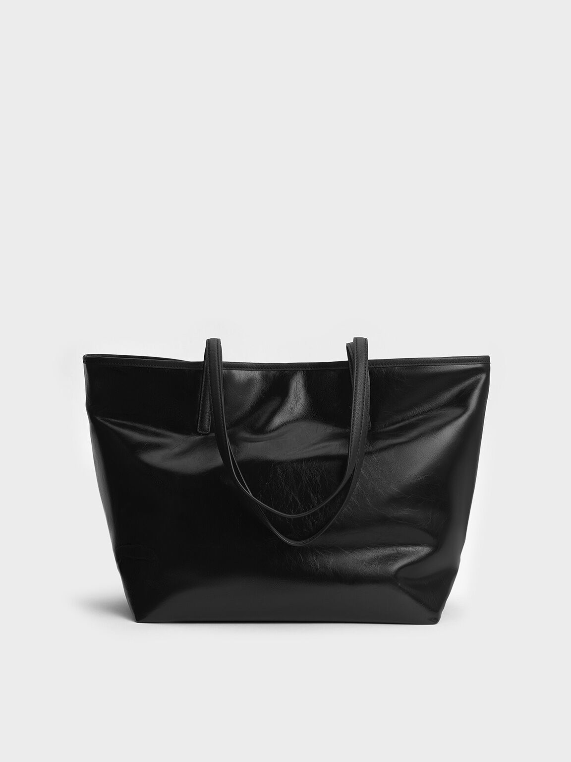 Sianna Crinkle-Effect Reversible Tote Bag, Noir, hi-res