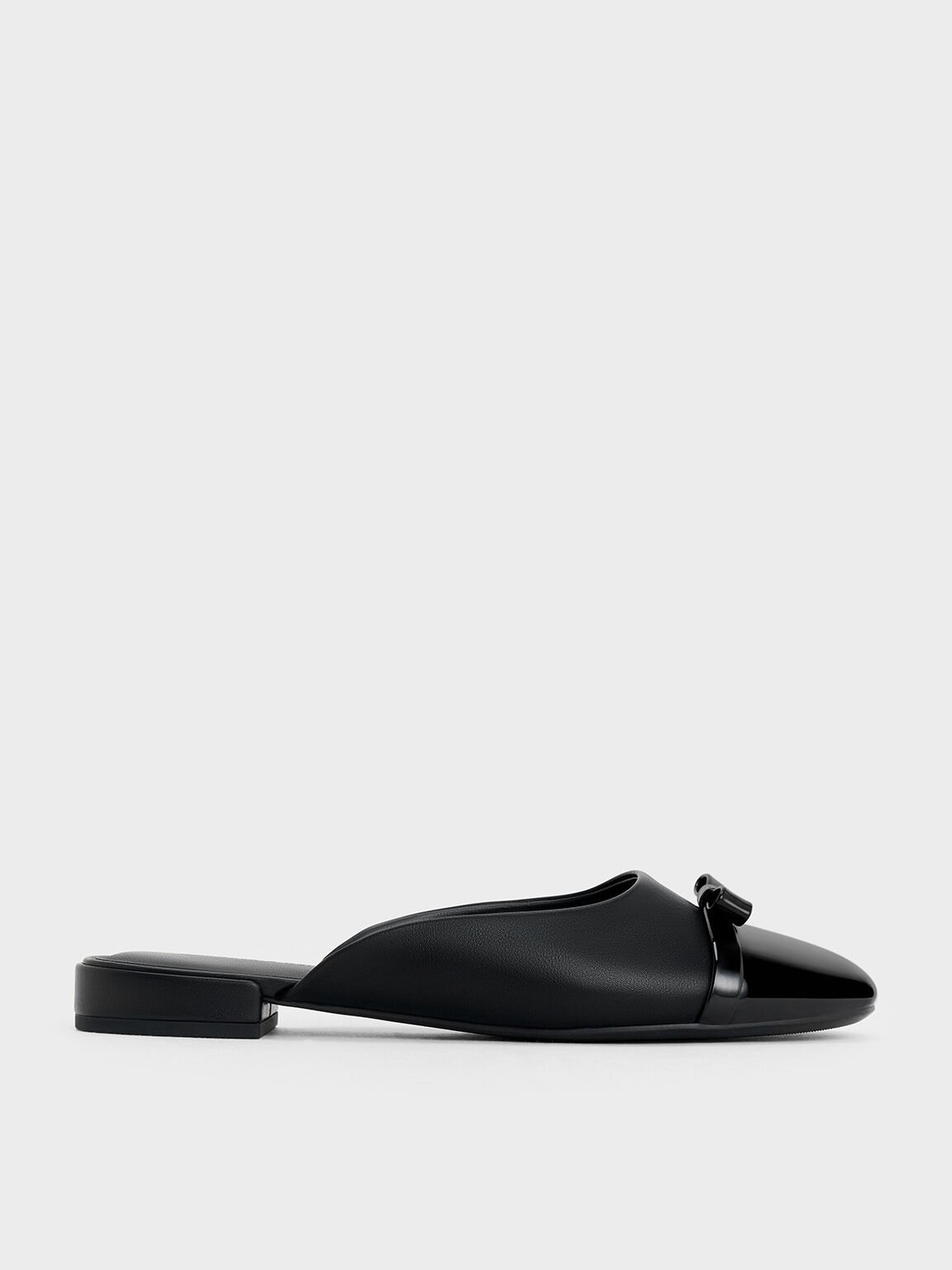 Bow Toe-Cap Mules, Black, hi-res