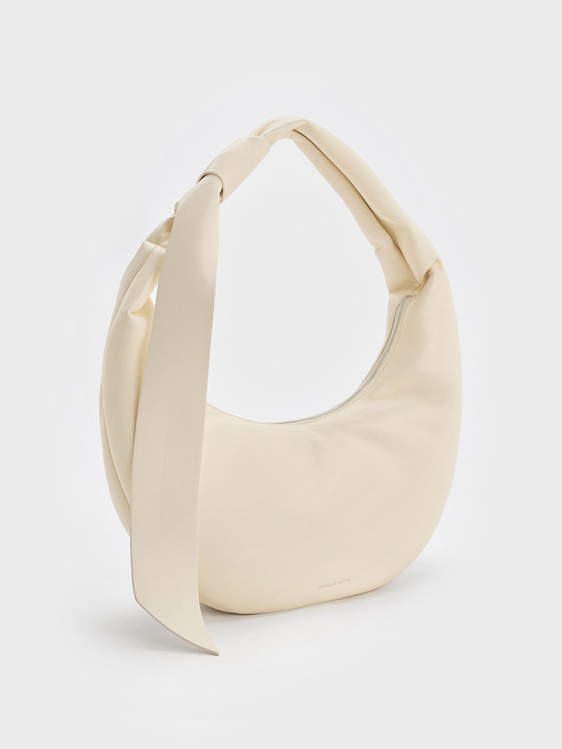 Toni Knotted Curved Hobo Bag, Chalk, hi-res