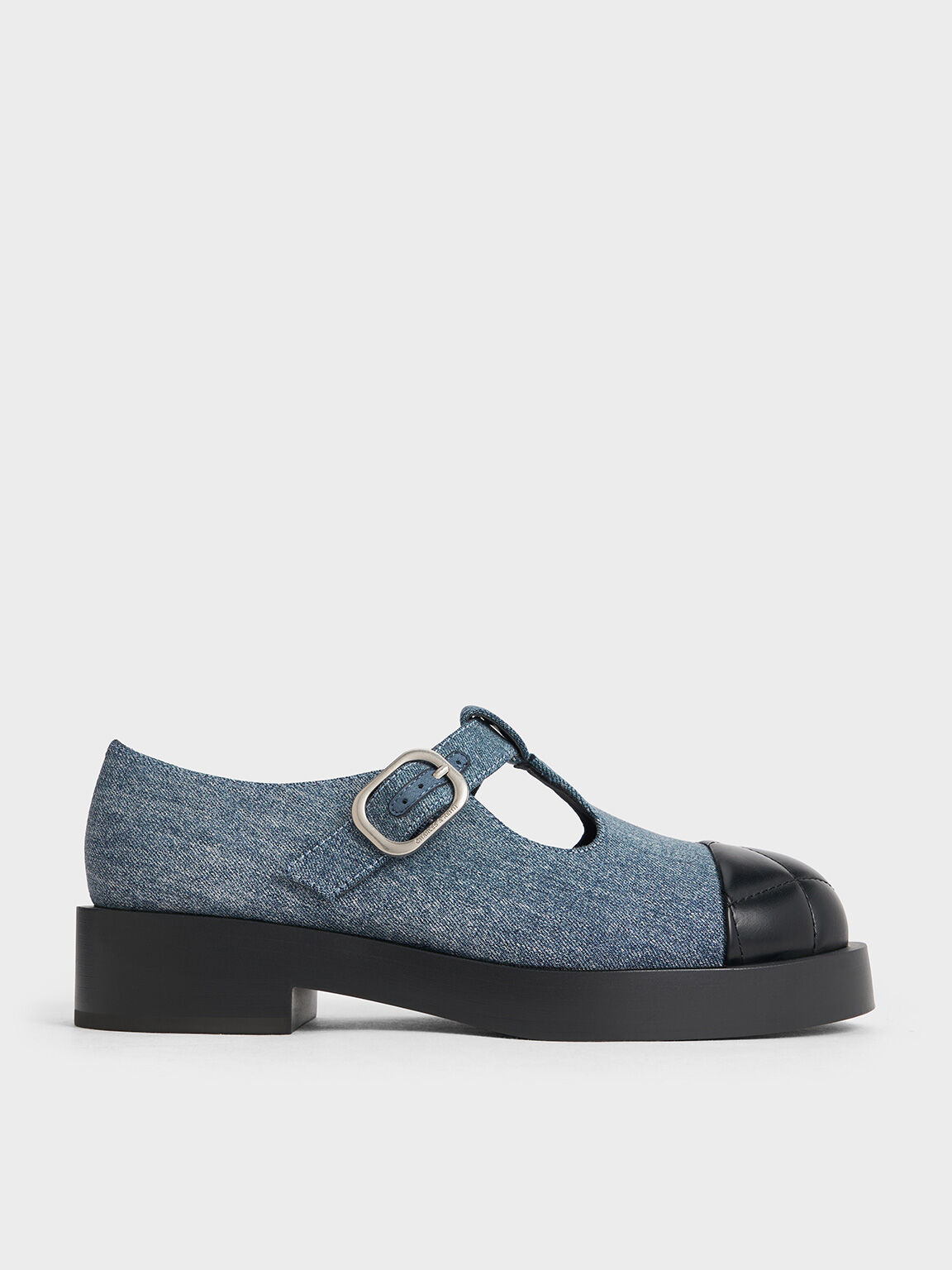 Denim T-Bar Cut-Out Mary Janes, Denim Blue, hi-res