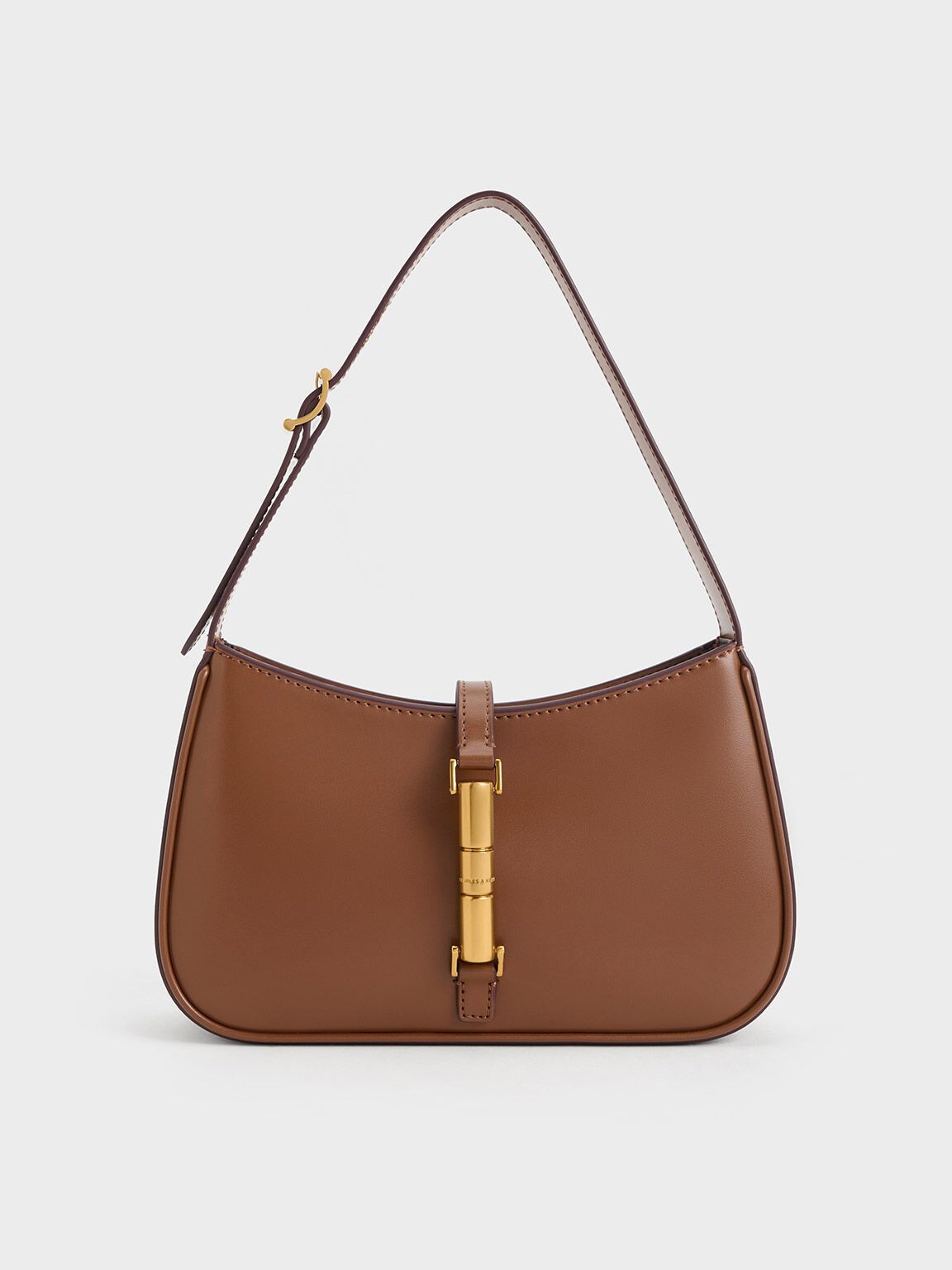 Cesia Metallic Accent Shoulder Bag, Chocolate, hi-res