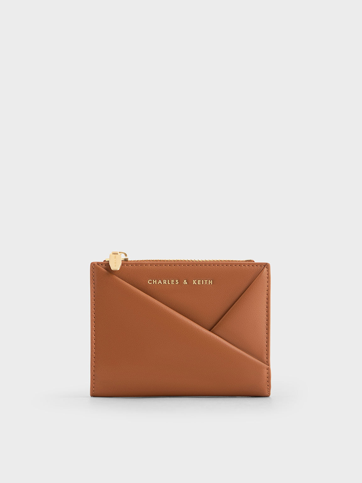 Tan Midori Geometric Top-Zip Wallet - CHARLES & KEITH TH