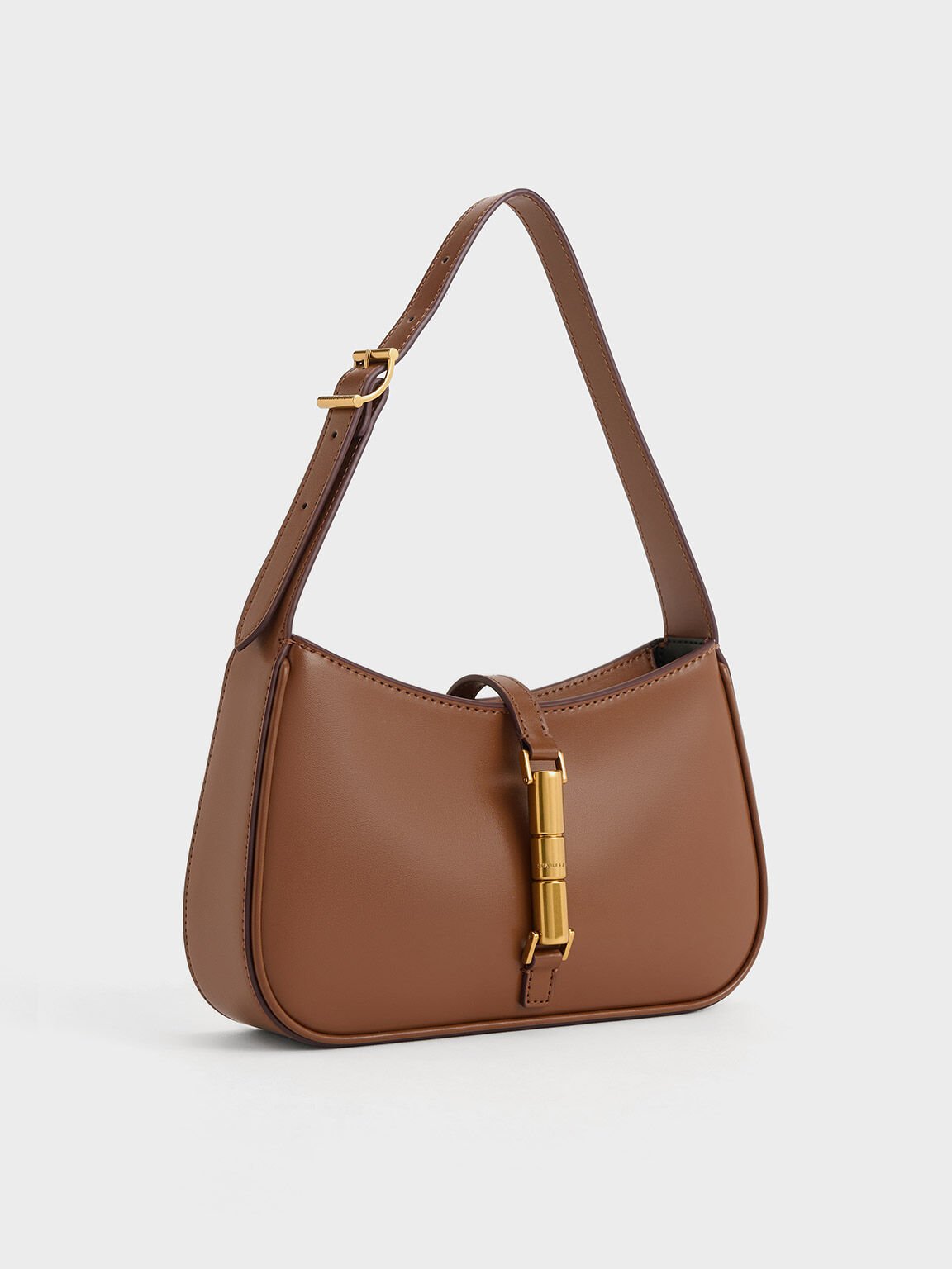 Cesia Metallic Accent Shoulder Bag, Chocolate, hi-res