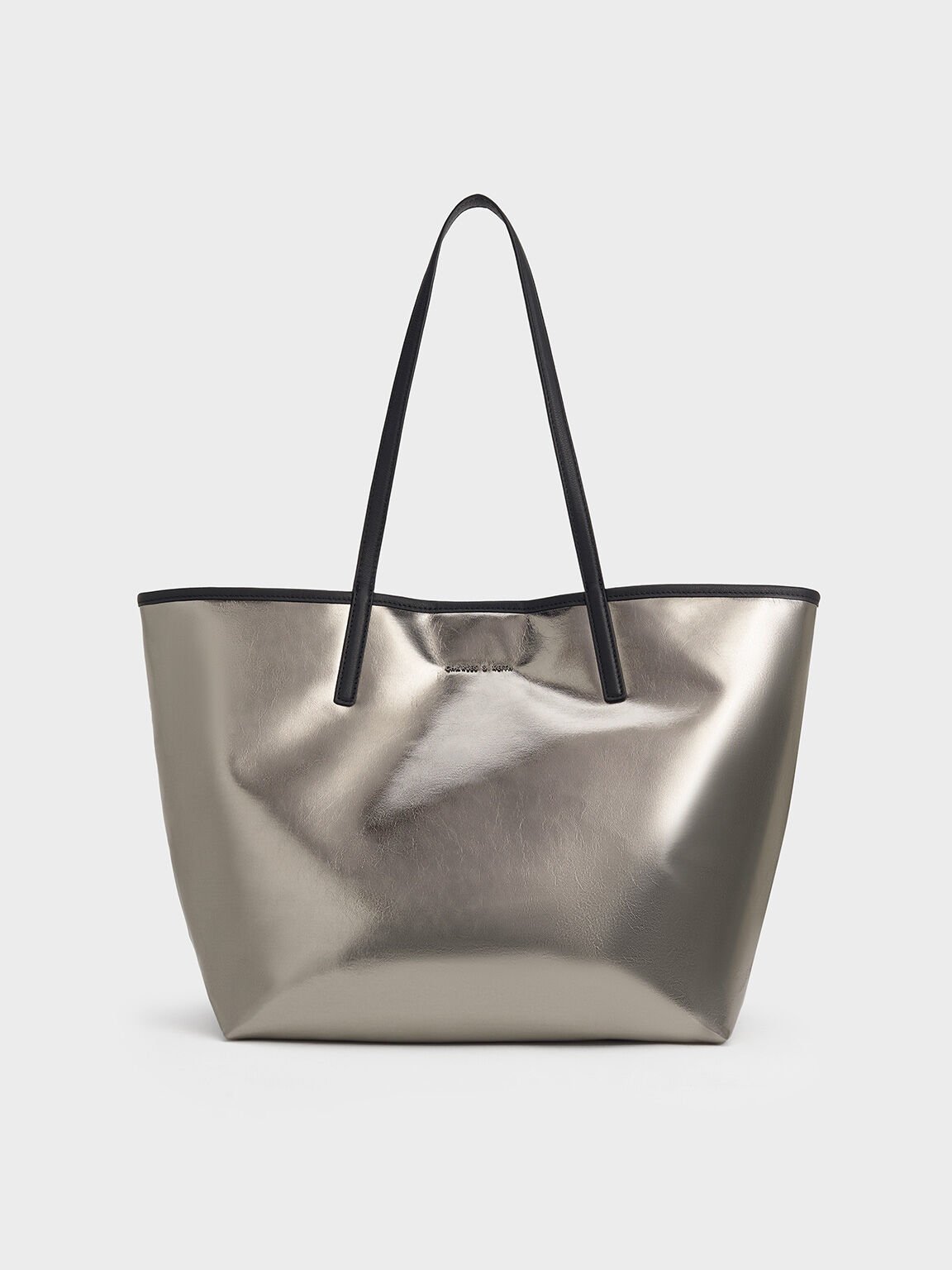 Sianna Metallic Reversible Tote Bag, Pewter, hi-res