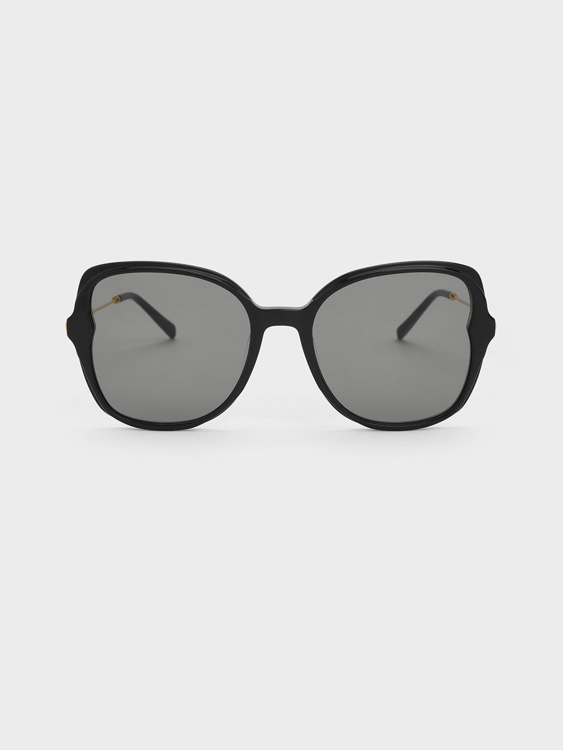 แว่นตากันแดดโอเวอร์ไซส์กรอบทรงผีเสื้อวัสดุอะซิเตทรีไซเคิล, สีดำ, hi-res