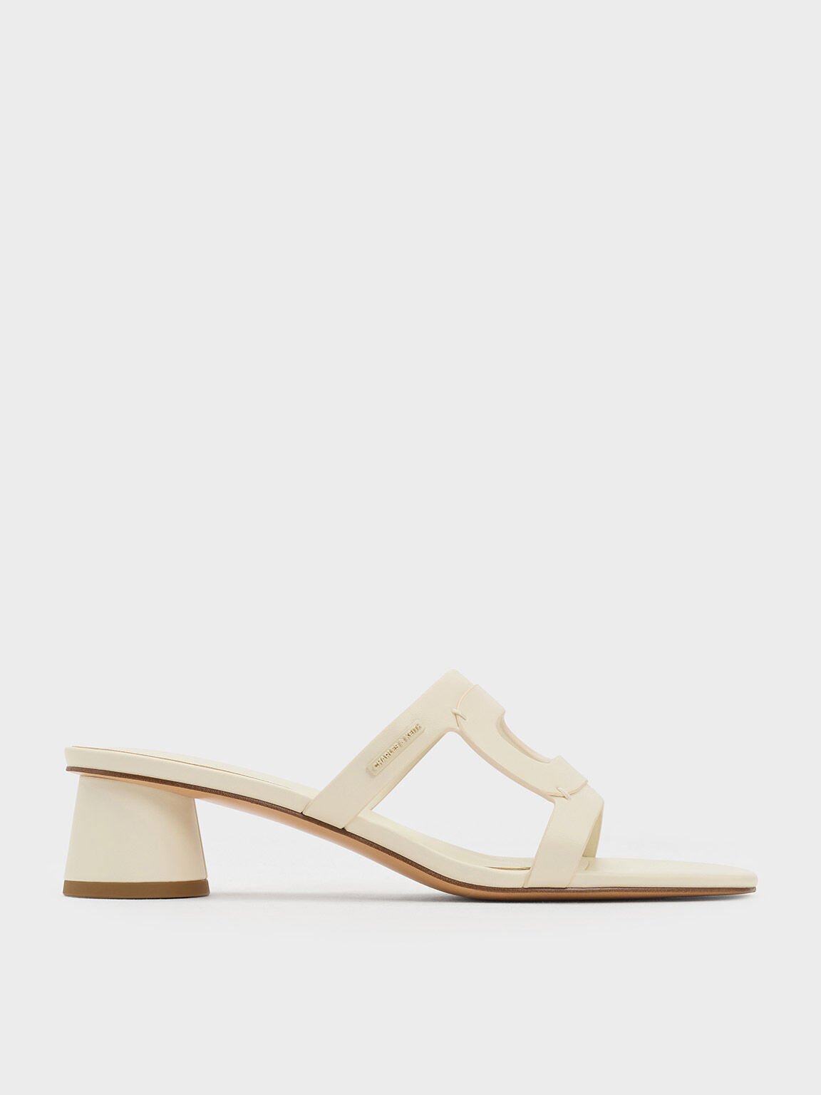 Easley Cut-Out Cylinder-Heel Mules, Chalk, hi-res