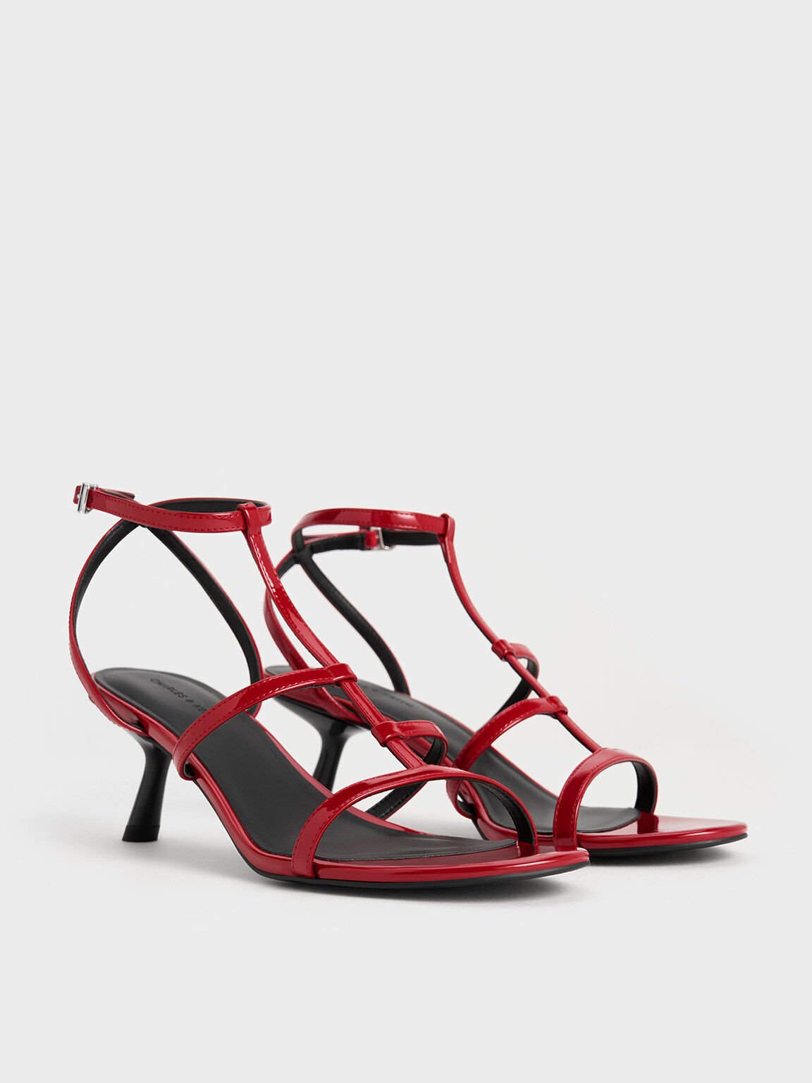 Clara Asymmetric T-Bar Sandals, Red, hi-res