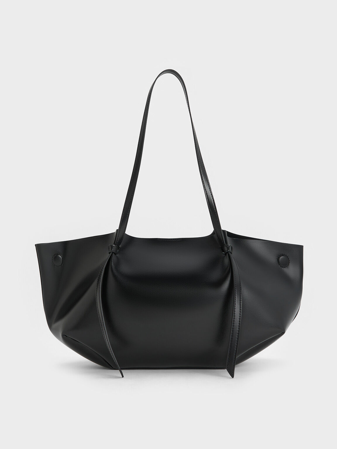 กระเป๋าโท้ทรุ่น Calla, สีดำอะไหล่สีเงิน, hi-res