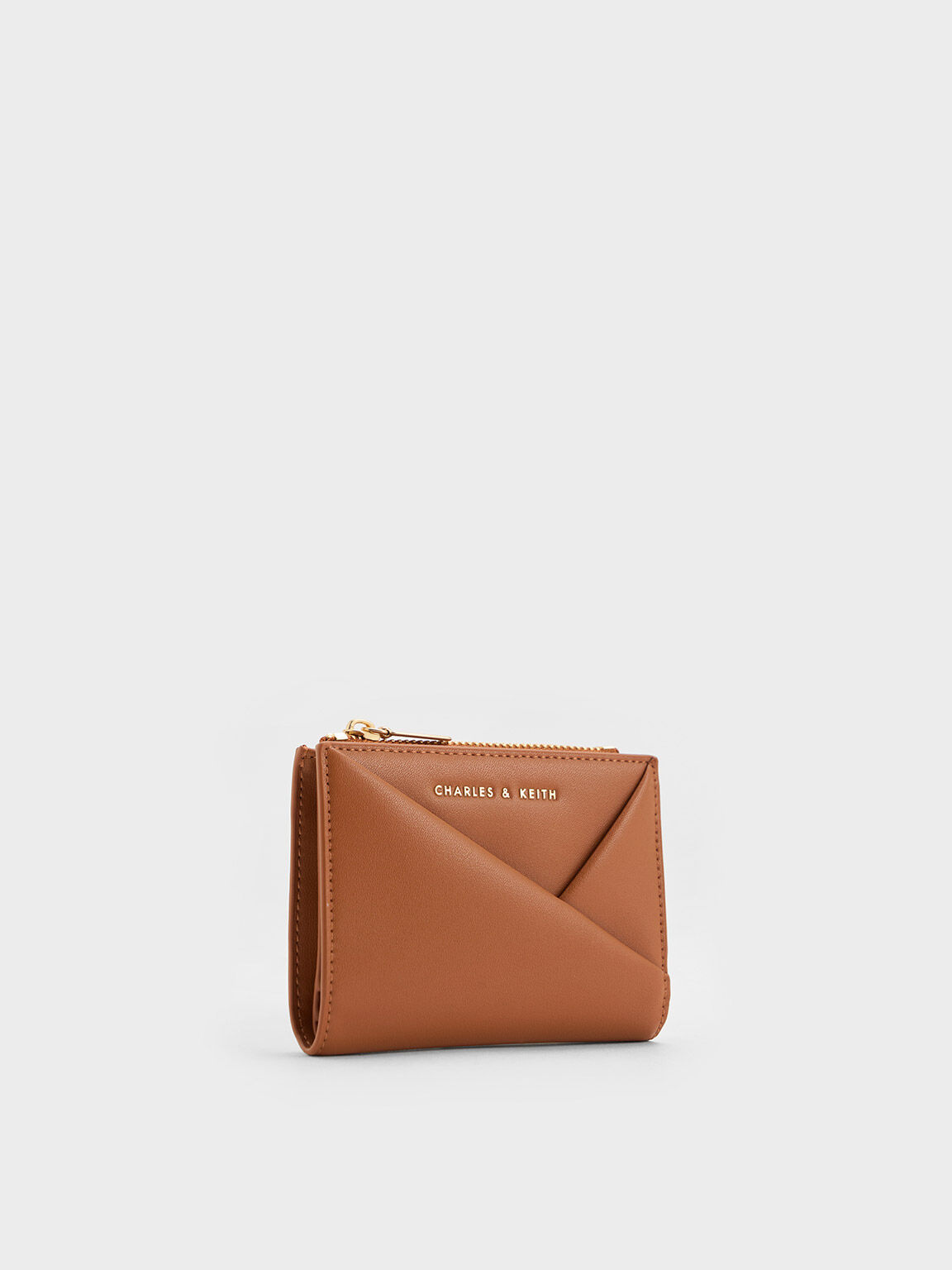 Midori Geometric Top-Zip Wallet, Tan, hi-res