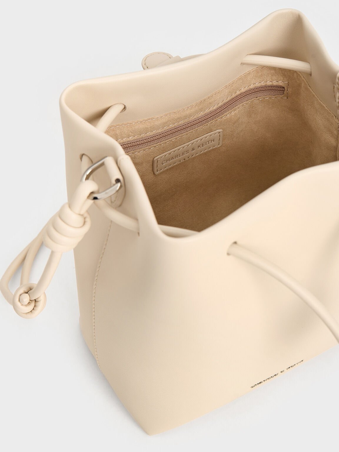 Leia Knotted Bucket Bag, Beige, hi-res