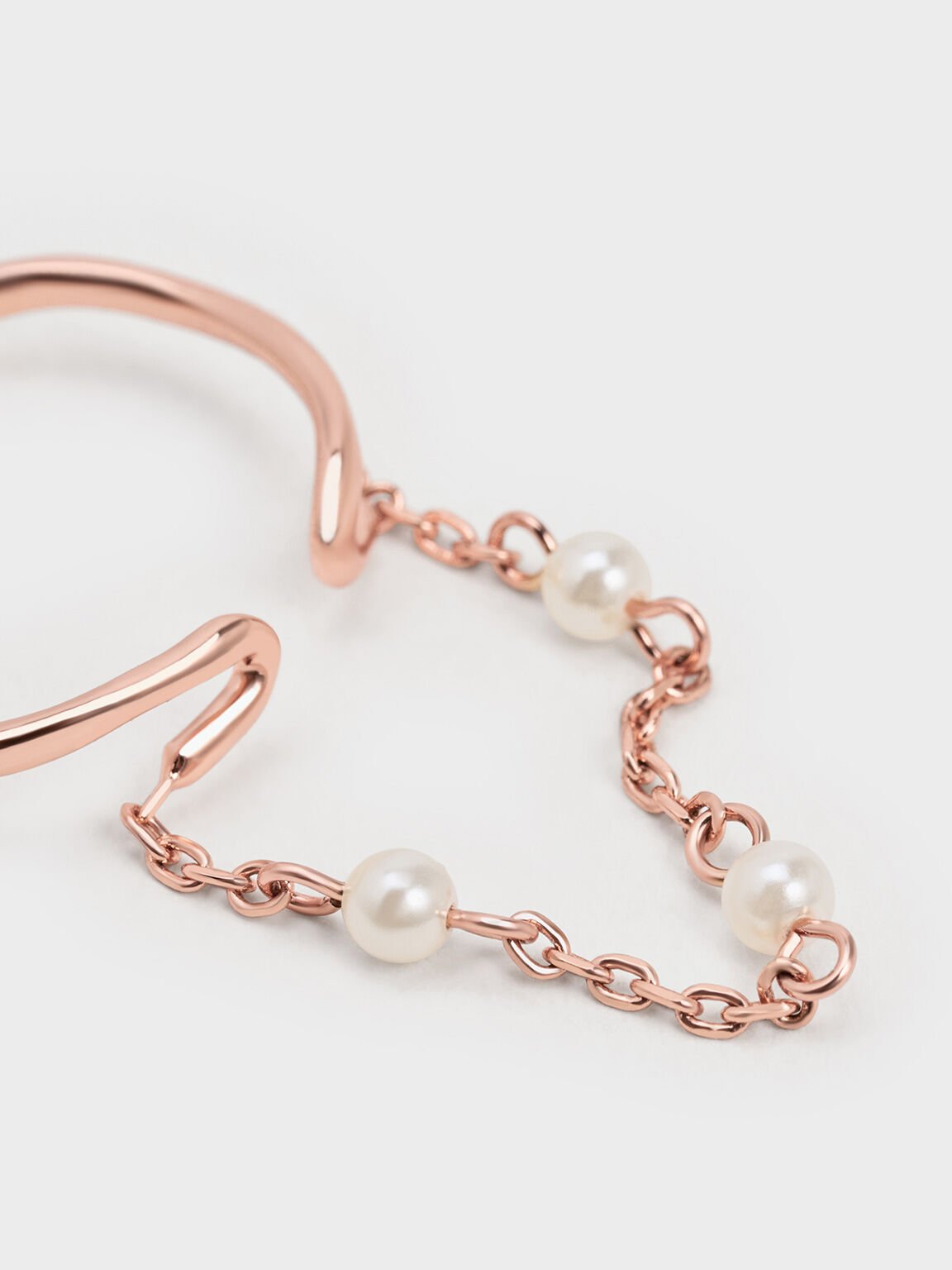 Corrine Pearl Chain-Link Double Ring, Rose Gold, hi-res