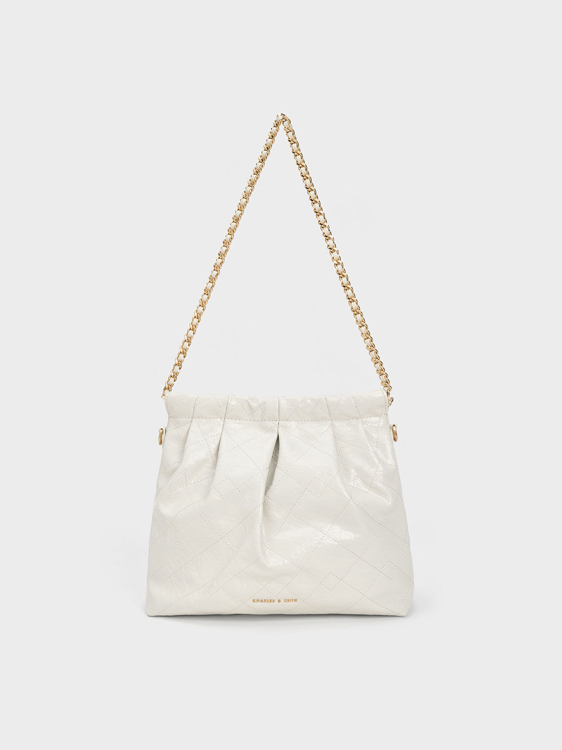 White Duo Chain Handle Shoulder Bag - CHARLES & KEITH TH