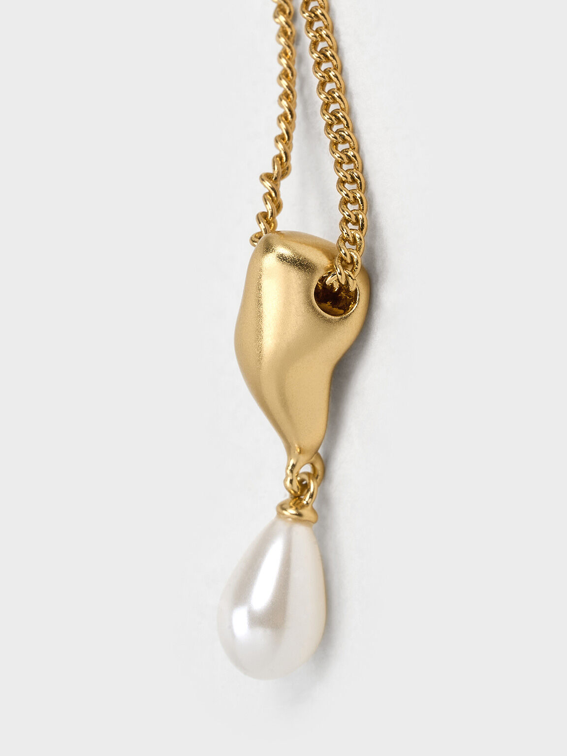 Corrine Teardrop Pearl Necklace, Brush Gold, hi-res