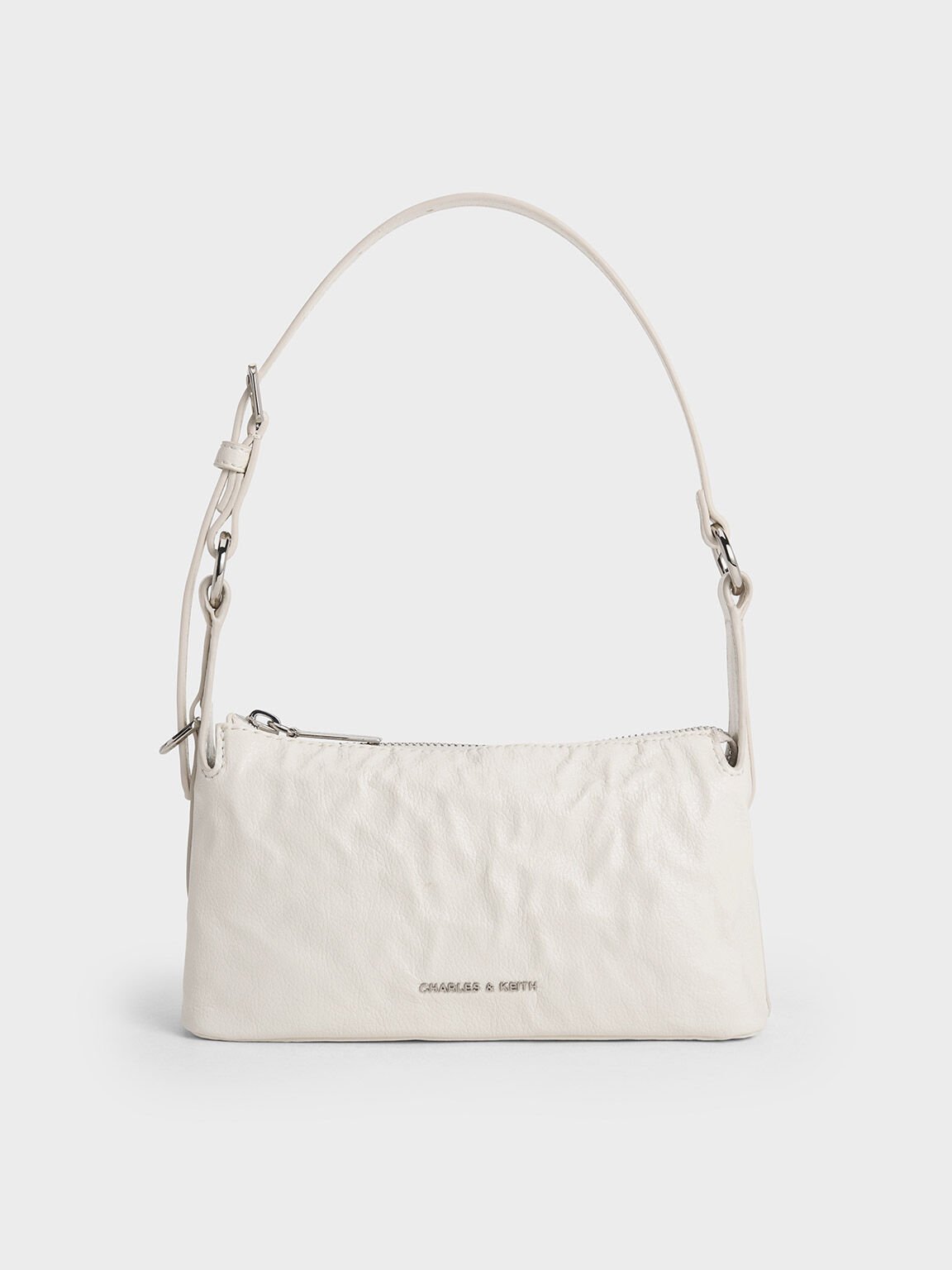 Lark Crinkle-Effect Shoulder Bag, Cream, hi-res