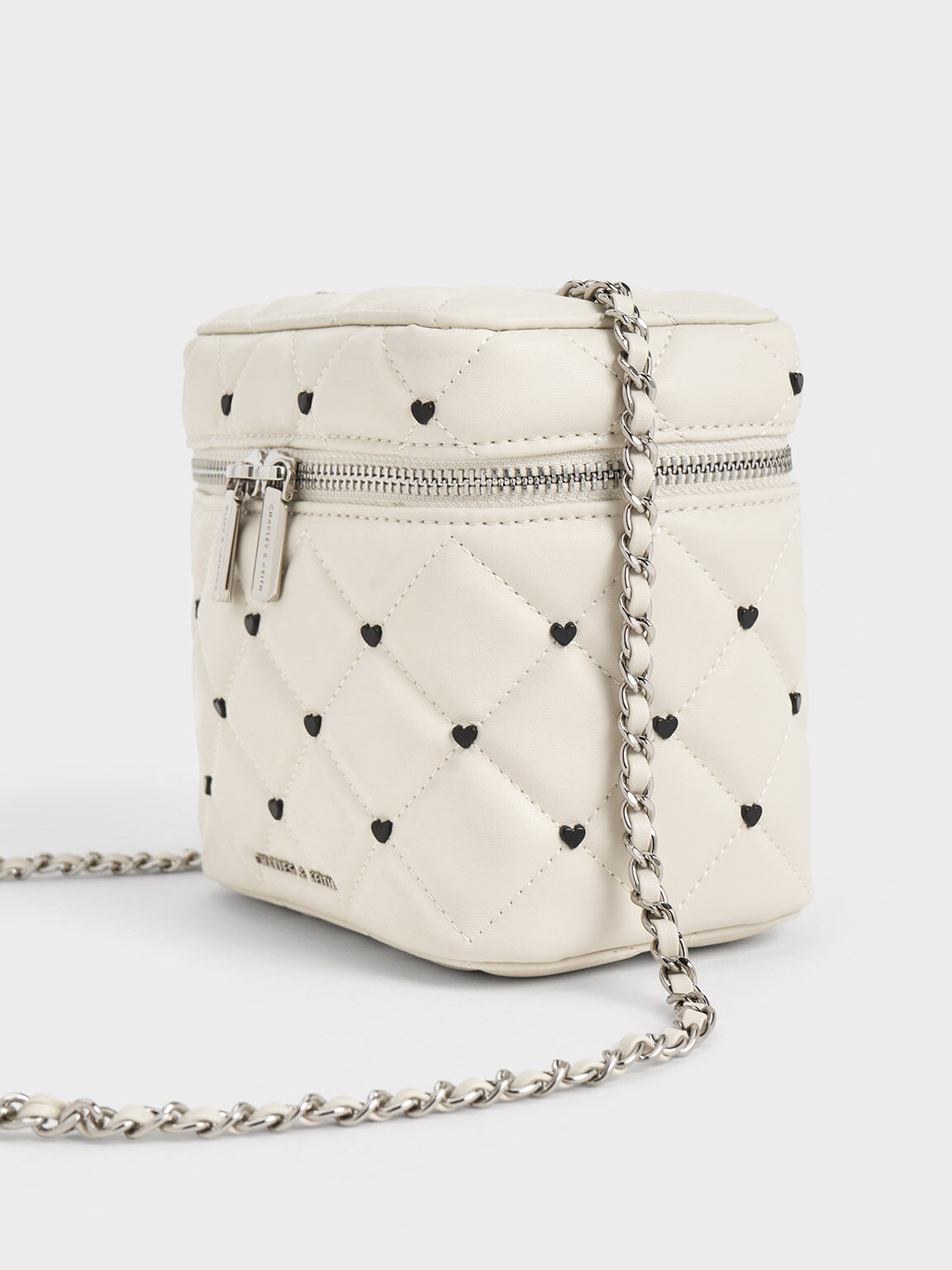Chalk Nezu Quilted Heart-Print Bag - CHARLES & KEITH TH