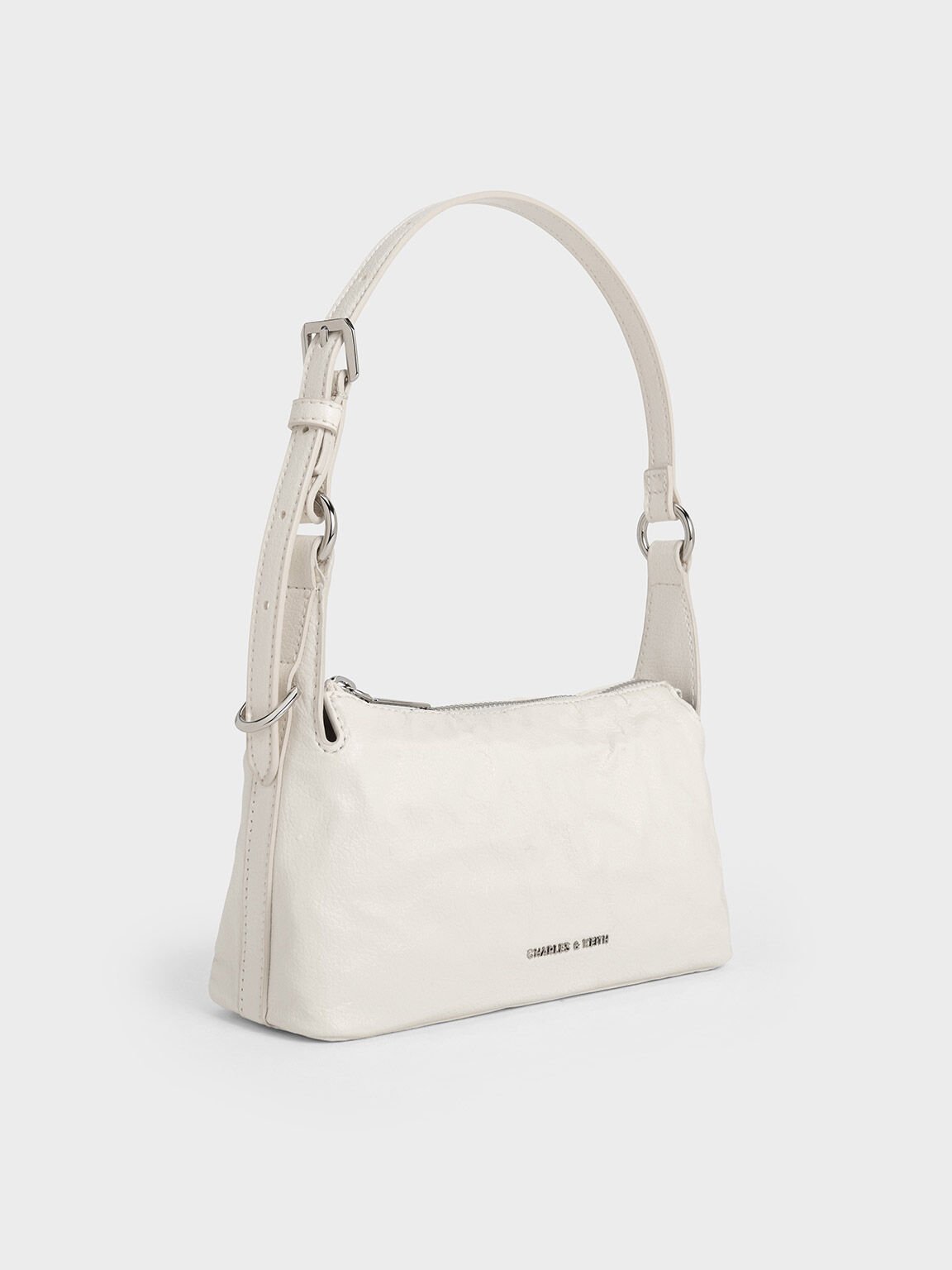 Lark Crinkle-Effect Shoulder Bag, Cream, hi-res