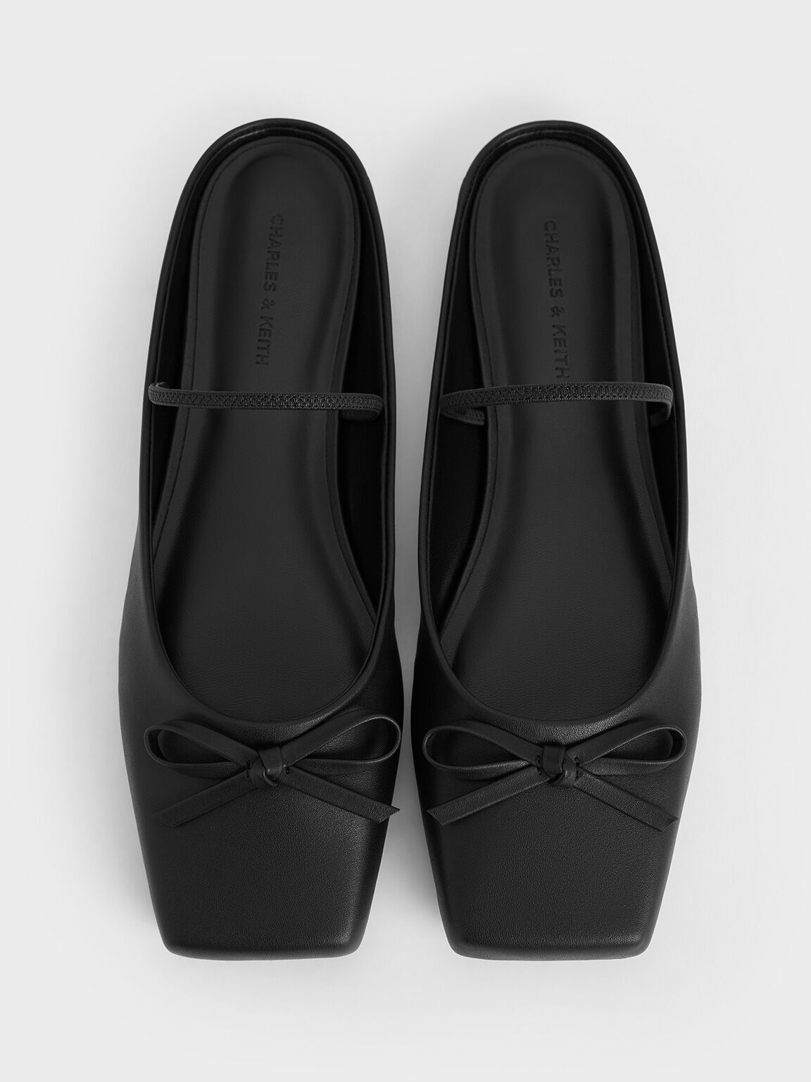 Bow Square-Toe Ballet Mules, Black, hi-res