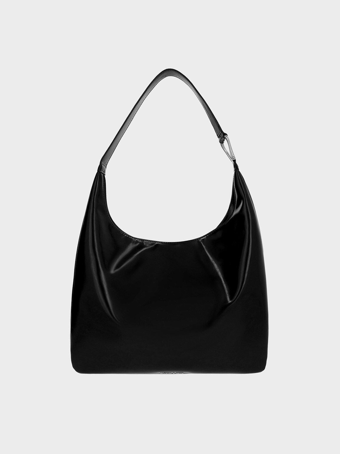 Women's Black Togo Leather One-handle Shoulder Hobo Bags Zipper Handbag |  Baginning