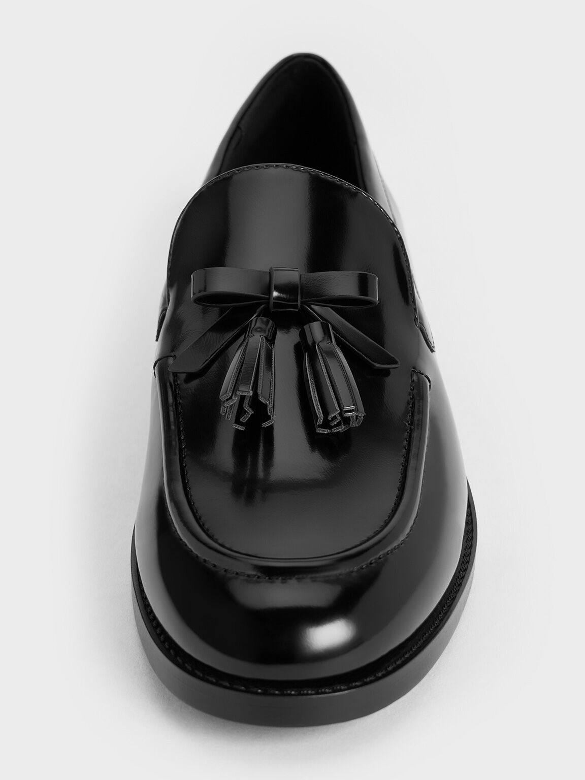 Bow Tassel Loafers, Black Boxed, hi-res