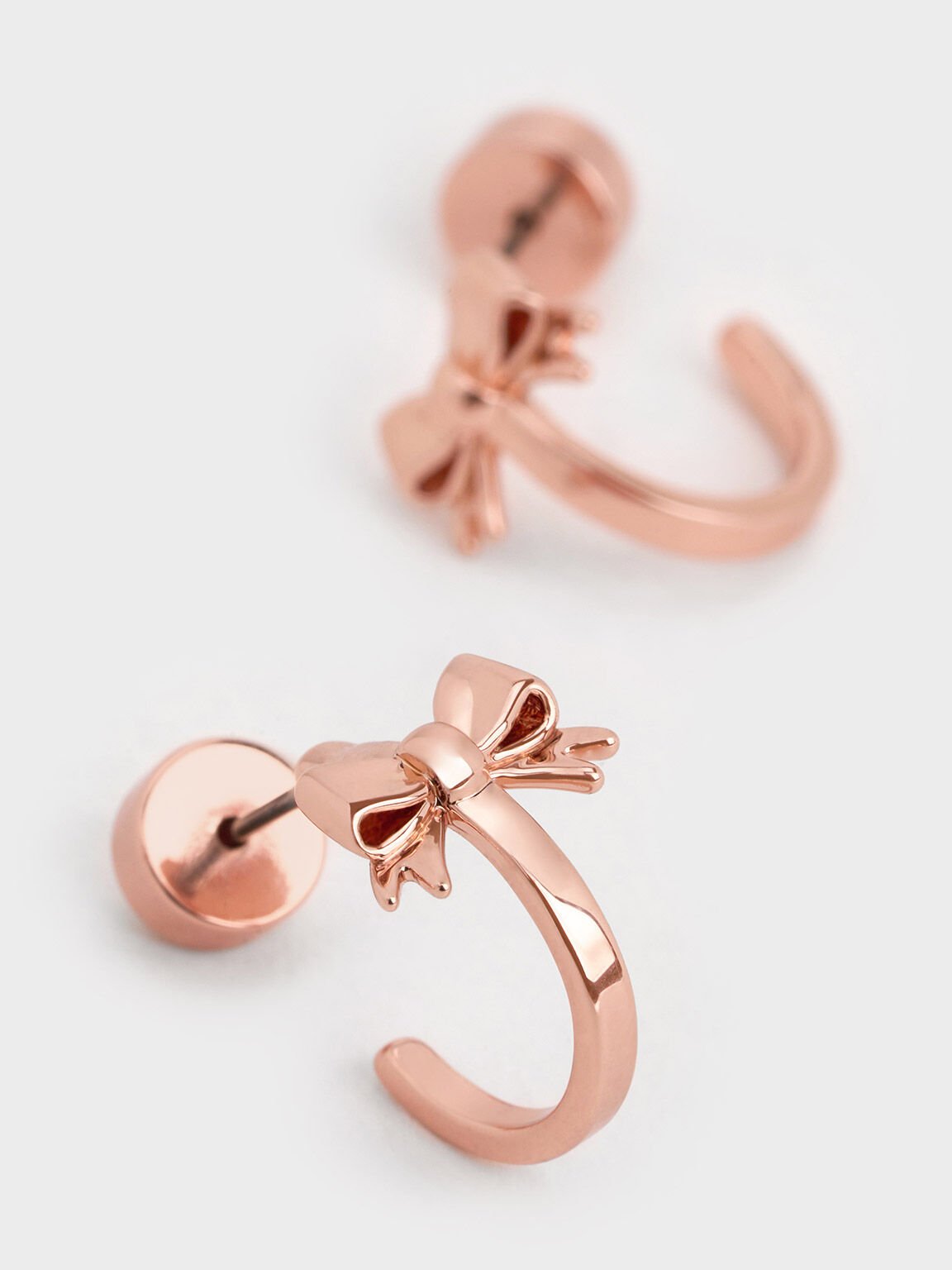 Paige Ribbon Stud Earrings, Rose Gold, hi-res