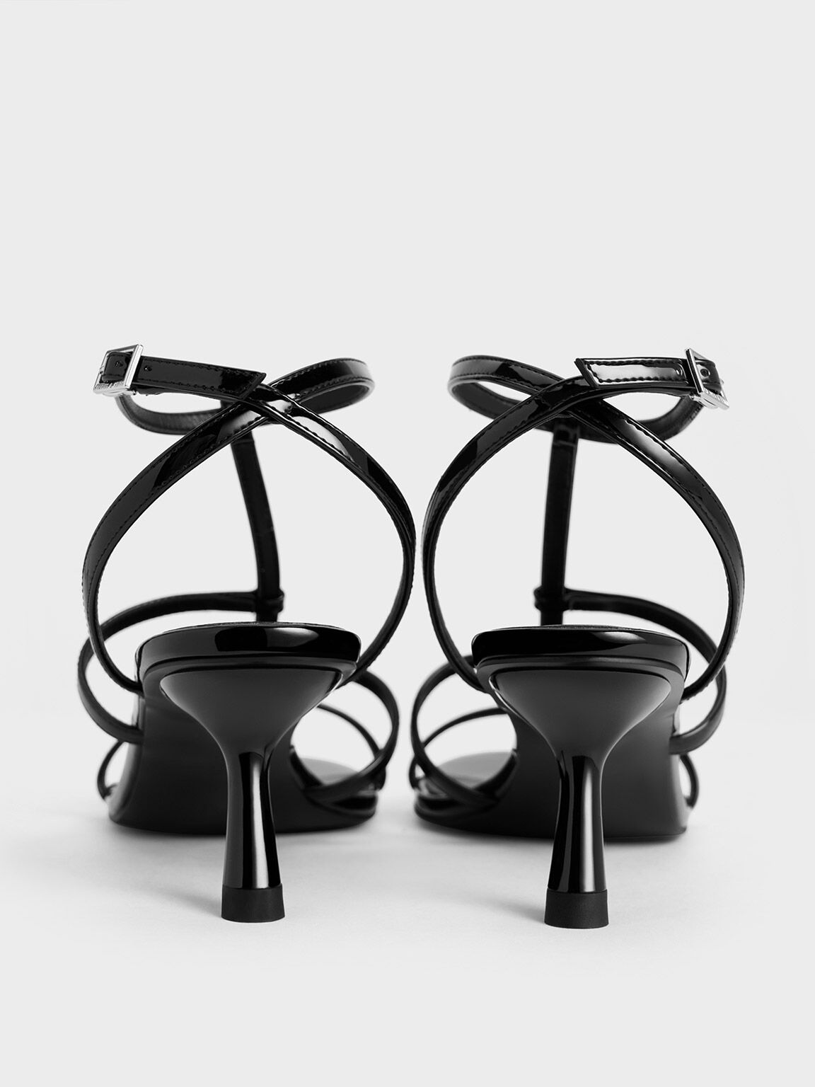 Clara Asymmetric T-Bar Sandals, Black Boxed, hi-res