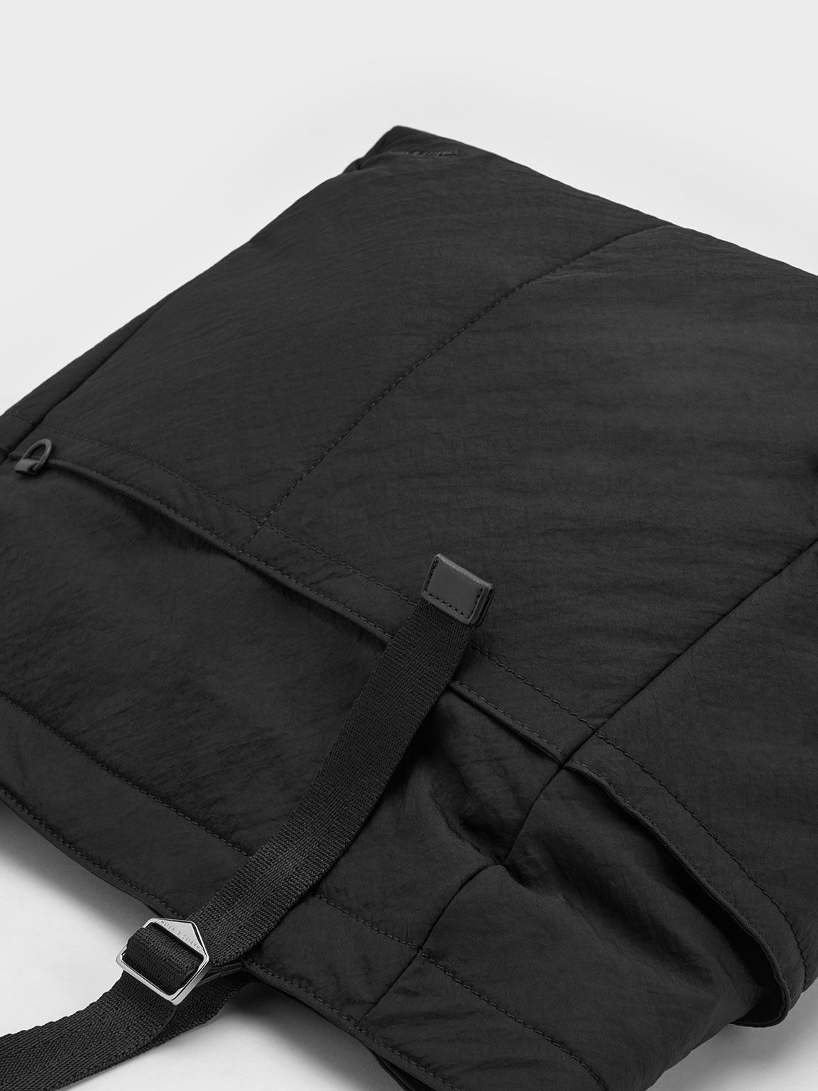 Soleil Nylon Tote Bag, สีดำอะไหล่สีเงิน, hi-res