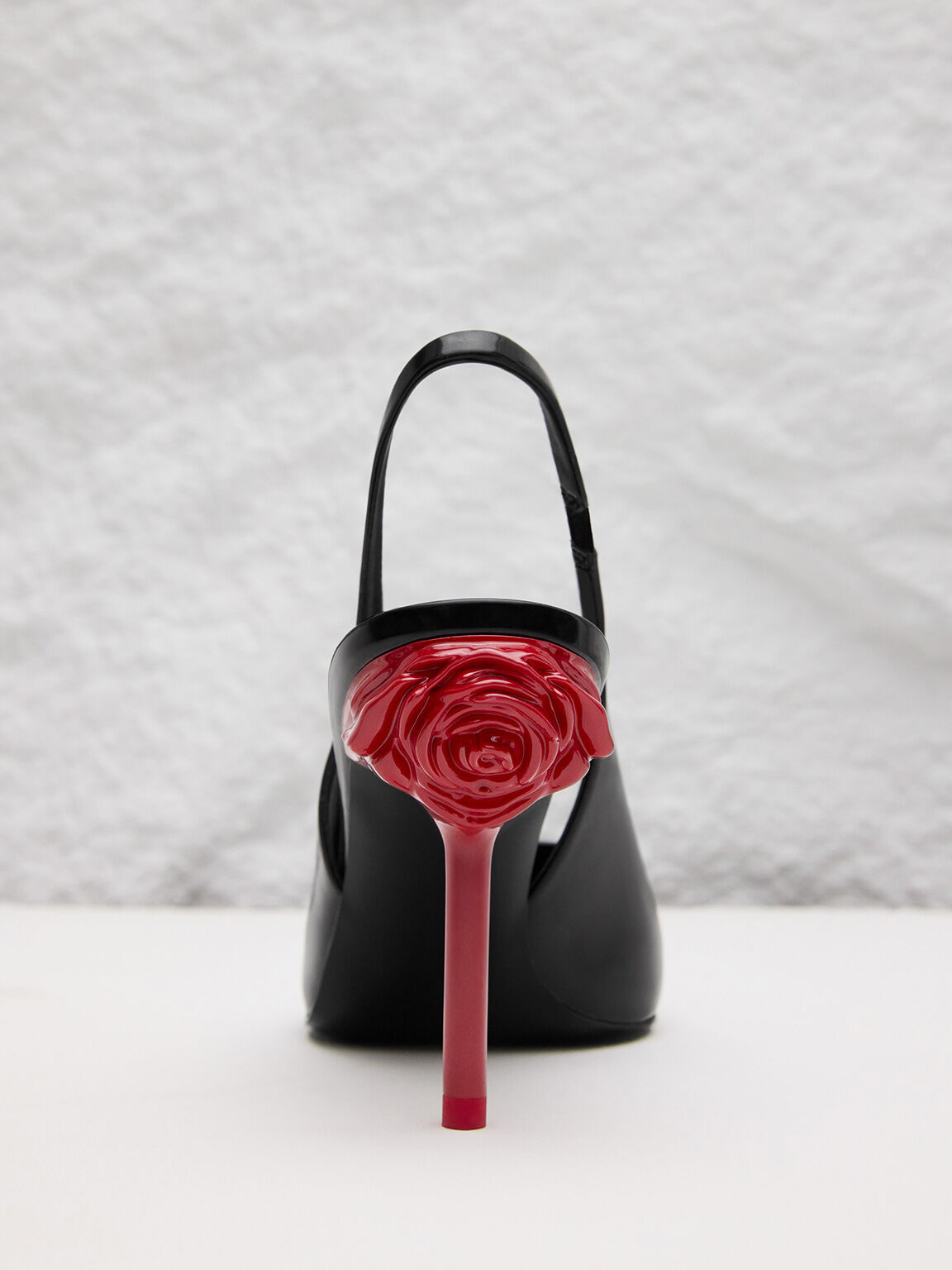 Flor Rose-Heel Slingback Pumps, Black Boxed, hi-res