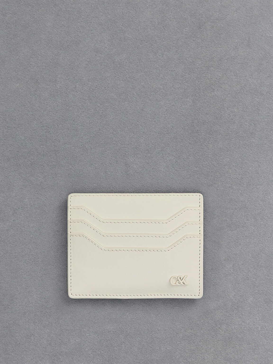 Leather Multi-Slot Card Holder, White, hi-res