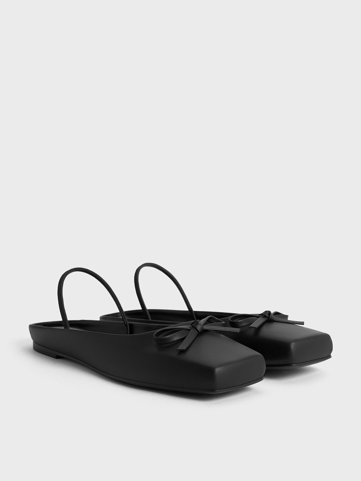 Bow Square-Toe Ballet Mules, Black, hi-res