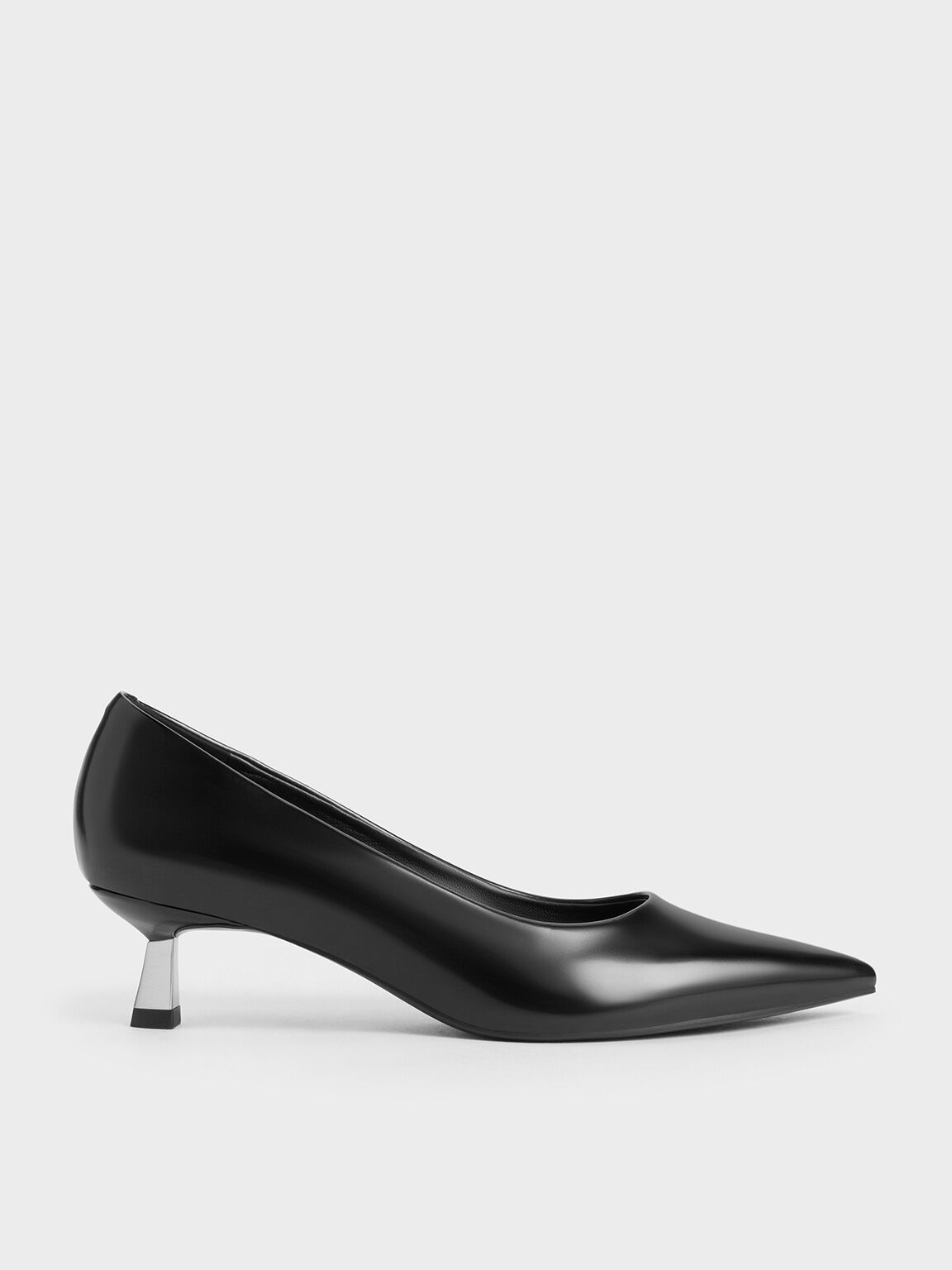 Pointed-Toe Kitten-Heel Pumps, Black Boxed, hi-res