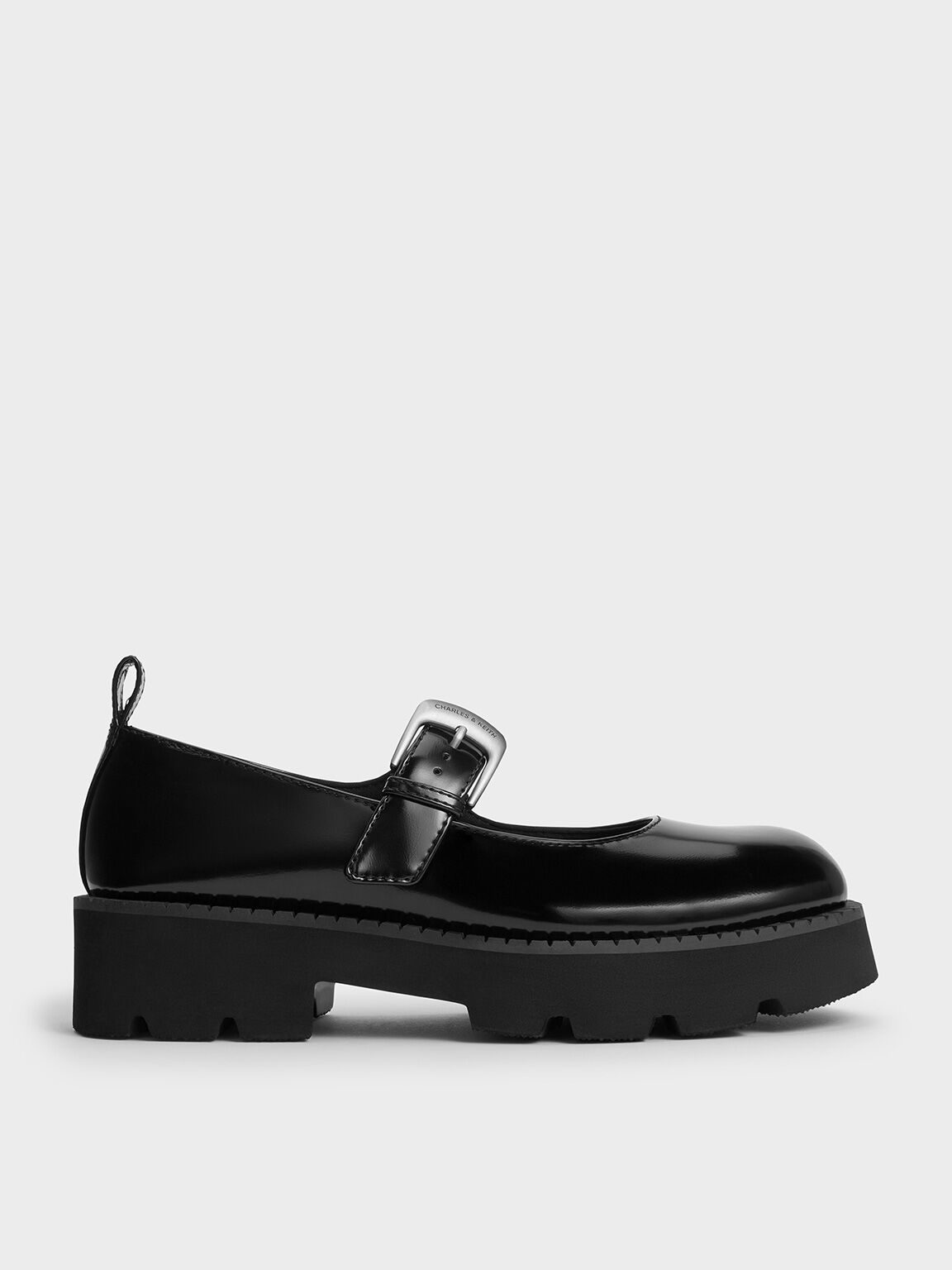 Buckled Ridged-Sole Chunky Mary Janes, Black Boxed, hi-res