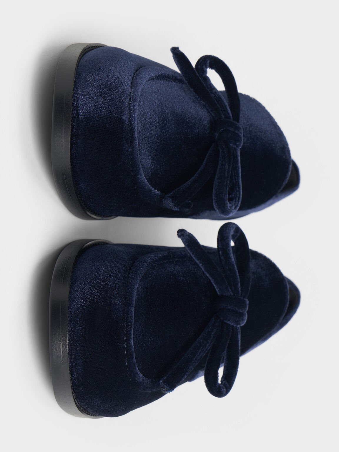 Velvet Bow Loafers, Dark Blue, hi-res