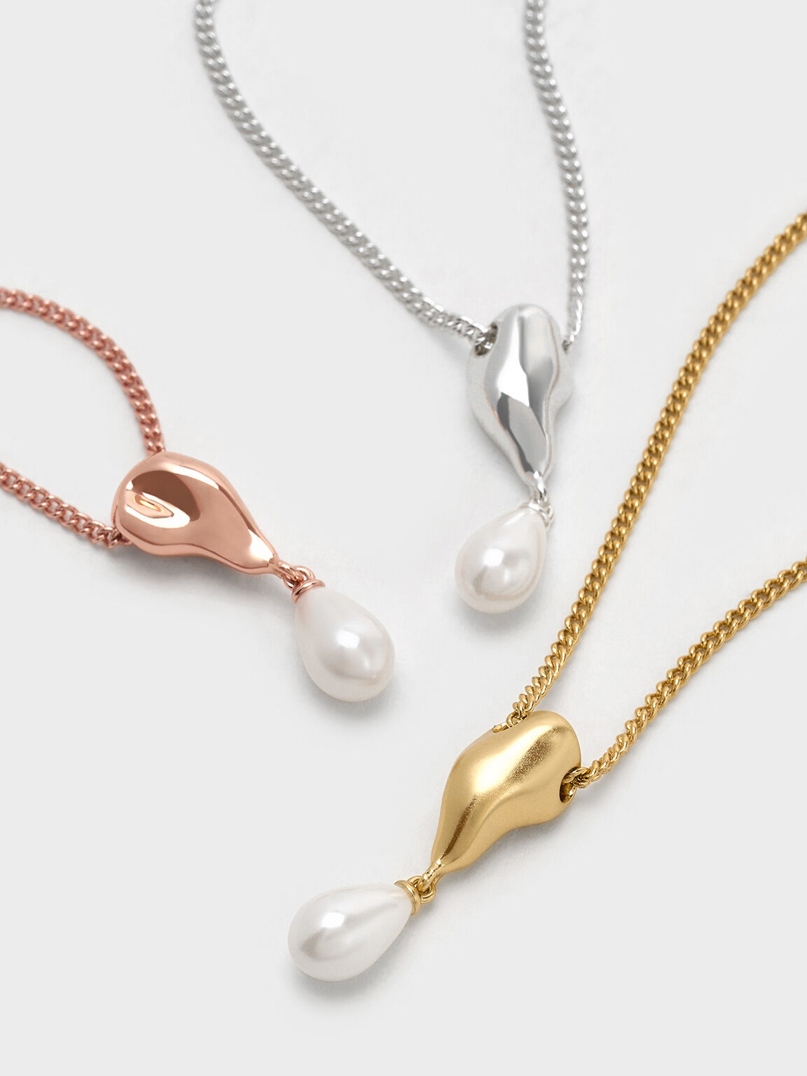 Corrine Teardrop Pearl Necklace, Rose Gold, hi-res