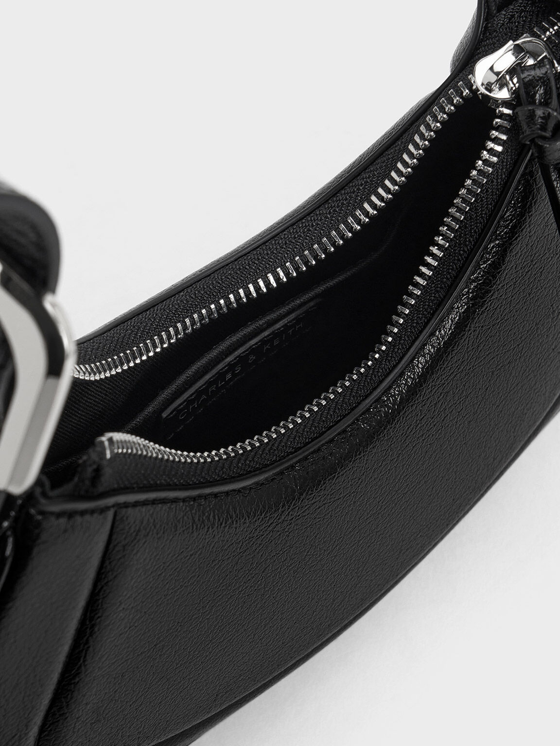 Petra Curved Shoulder Bag, Noir, hi-res