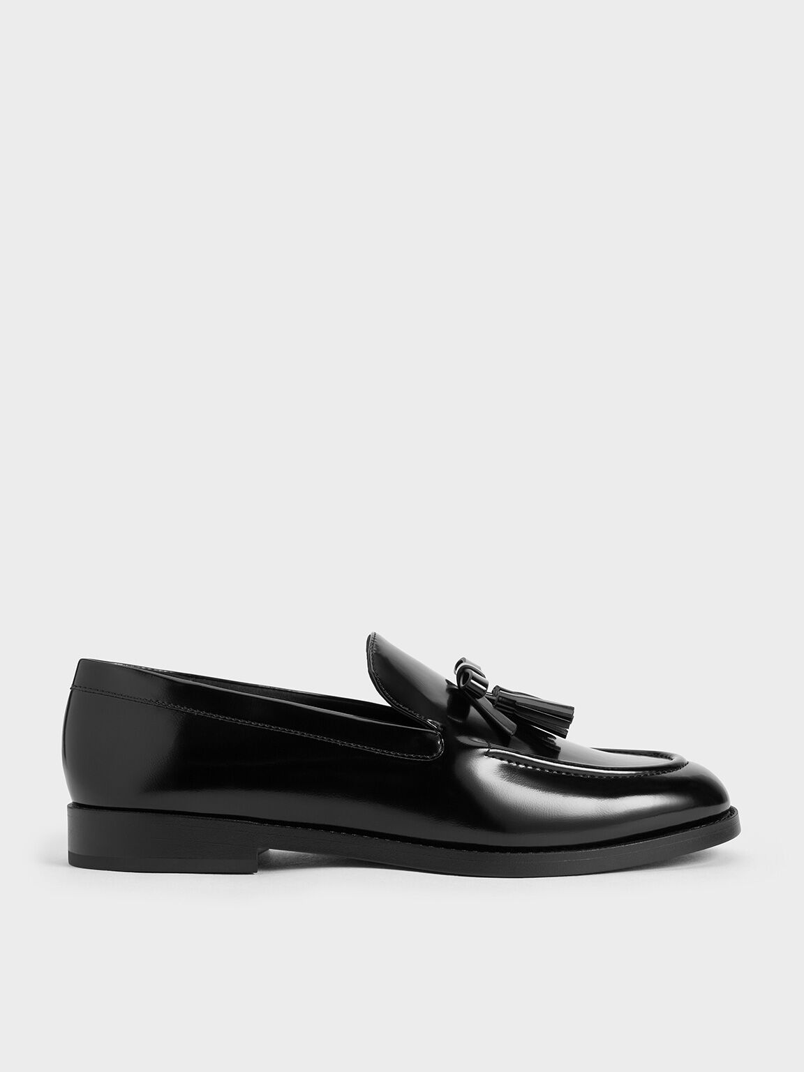 Bow Tassel Loafers, Black Boxed, hi-res